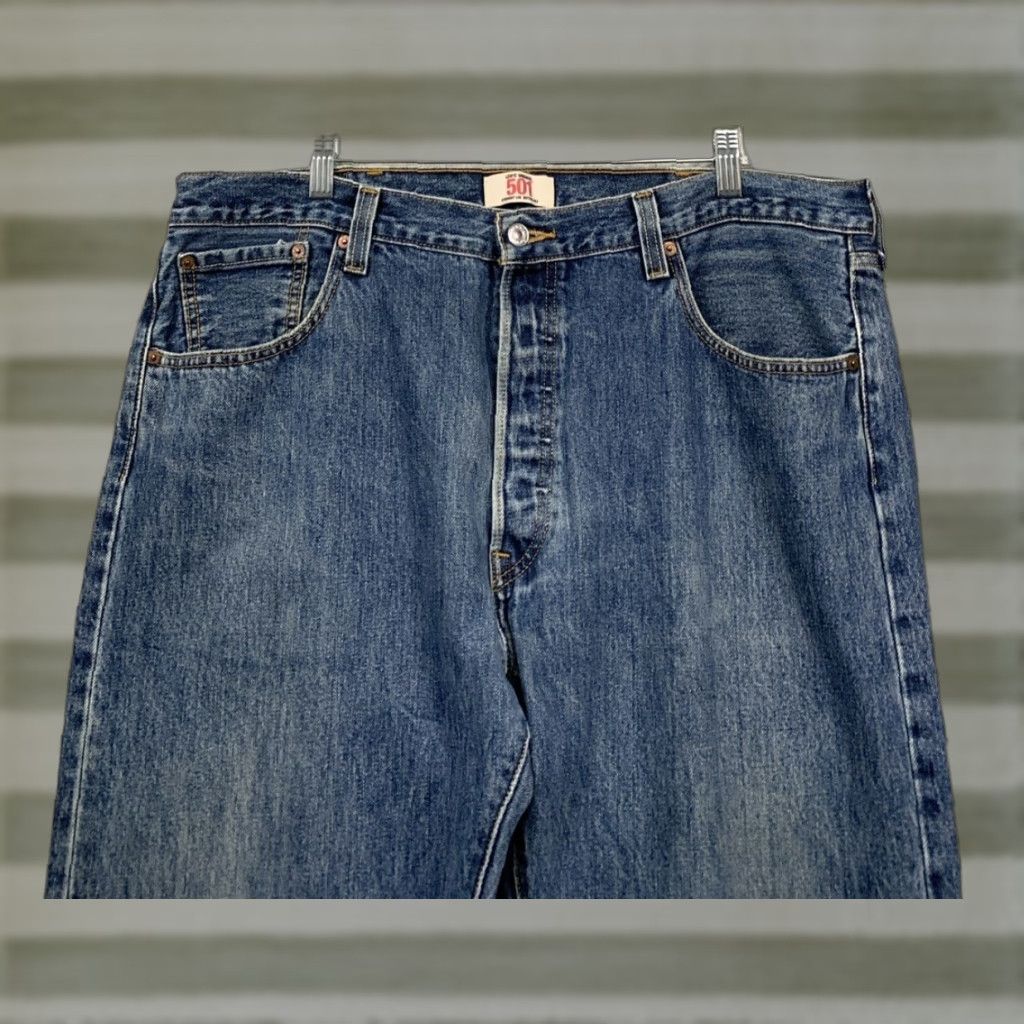 Levi's Levi’s 501 Jeans Men’s 40X33 Blue Dark Wash Button Fly Straight Leg - Mens, Jeans, 40x33, Levi's, Denim, Regular, Big & Tall Size US 40 / EU 56 - 1 Thumbnail