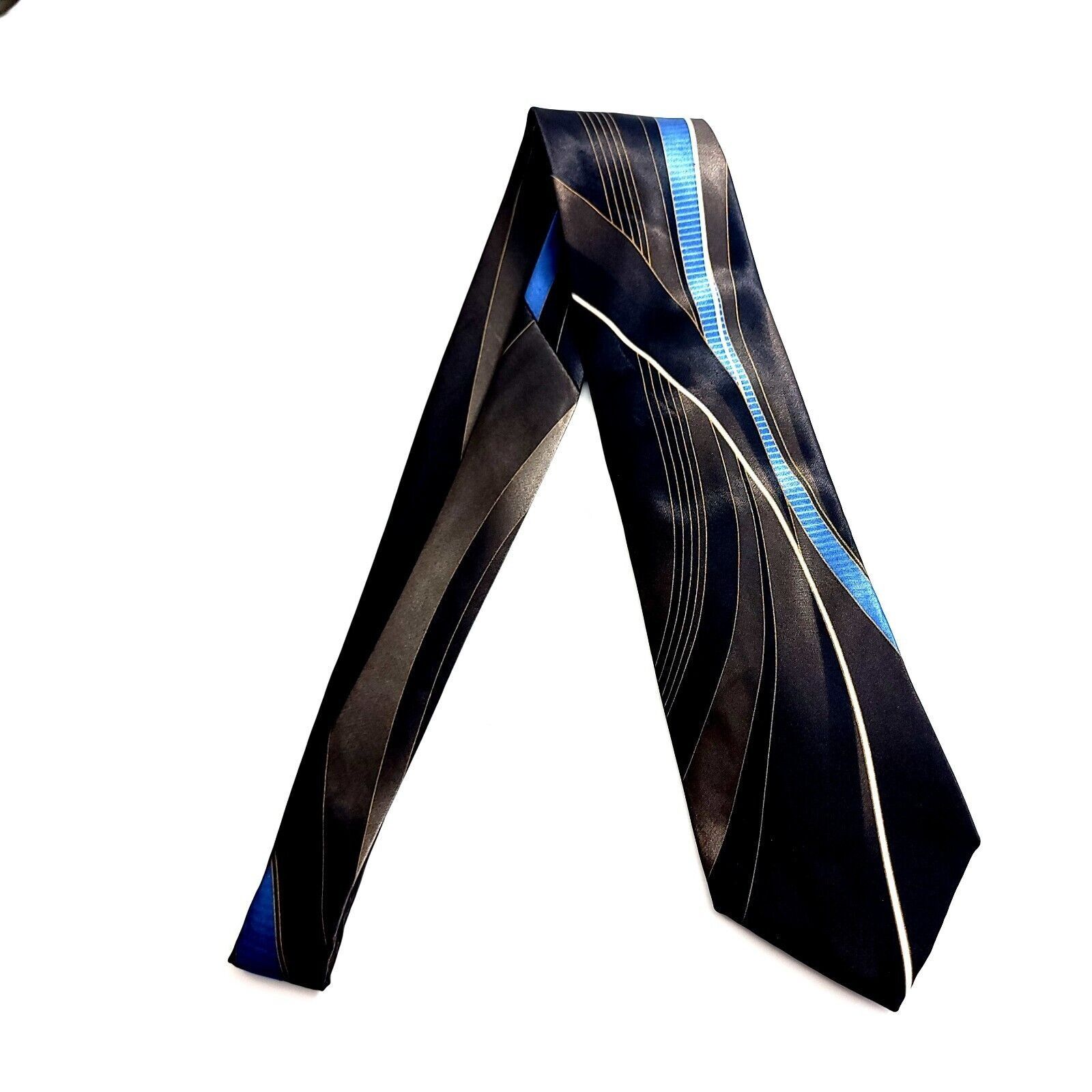David Taylor David Taylor Polyester Brown Abstract Glossy Print Wide Tie Size ONE SIZE - 6 Thumbnail