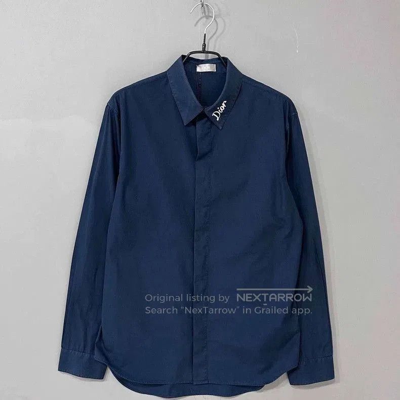 Dior Dior Blue Embroidered Logo Shirt. Size US M / EU 48-50 / 2 - 1 Thumbnail