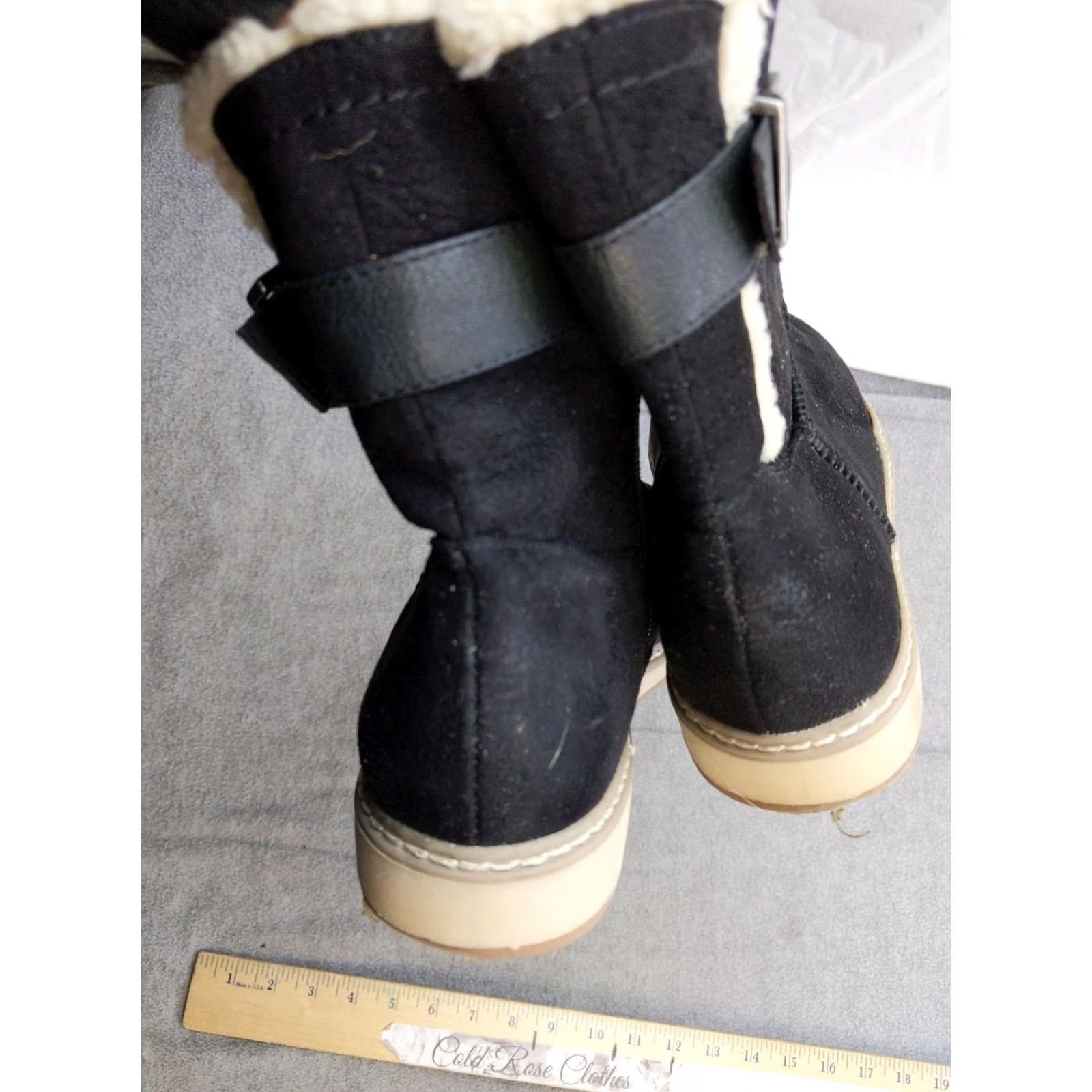 Vintage White Mountain Womens Boots Ankle 6 Black Faux Fur Zipper Buckle Shearling Style Winter Casual/M 6 Womens Boots Black Size US 6 / IT 36 - 5 Thumbnail