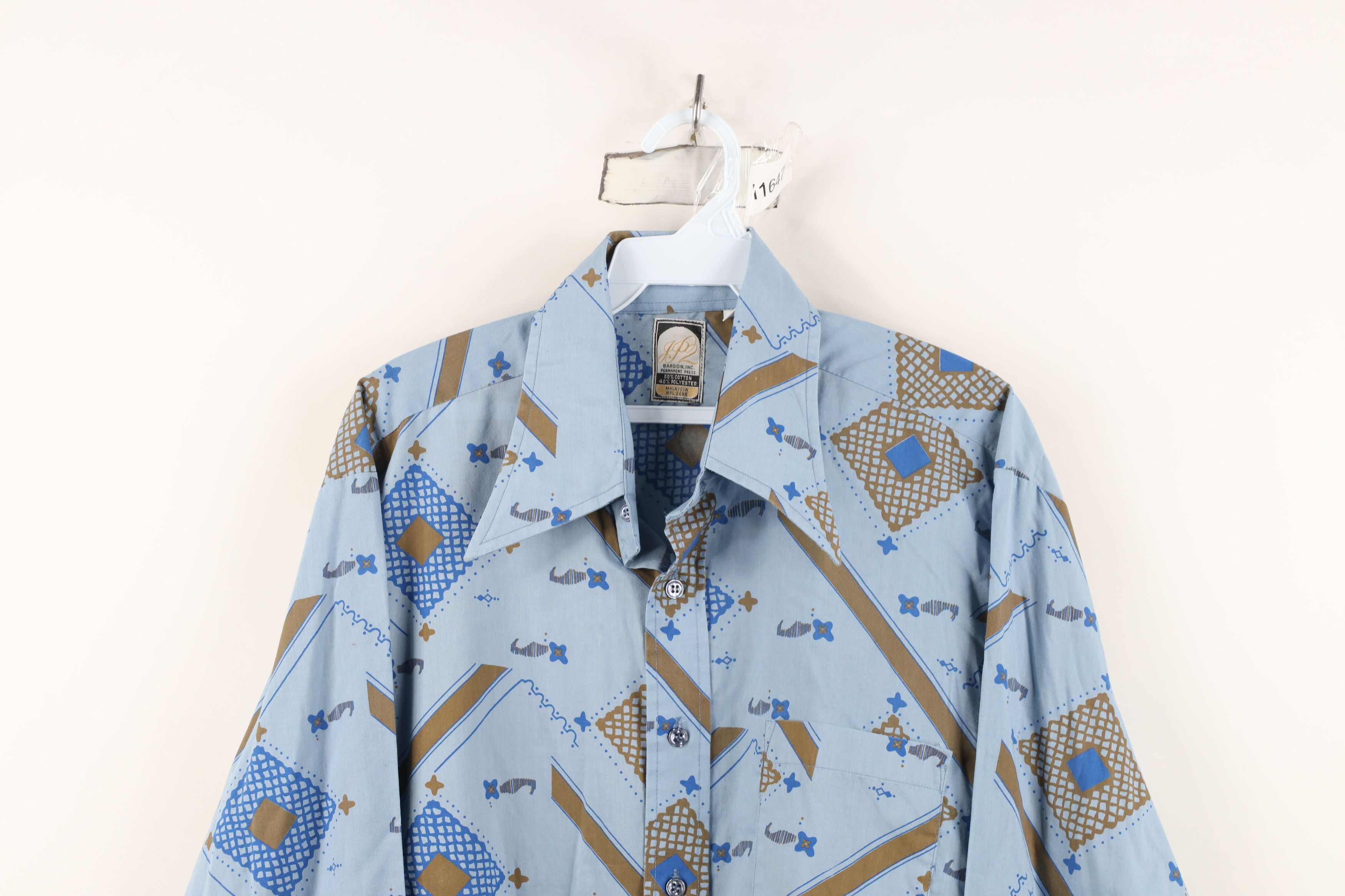 Vintage Vintage 70s Streetwear Geometric Disco Collared Button Shirt Size US L / EU 52-54 / 3 - 2 Thumbnail