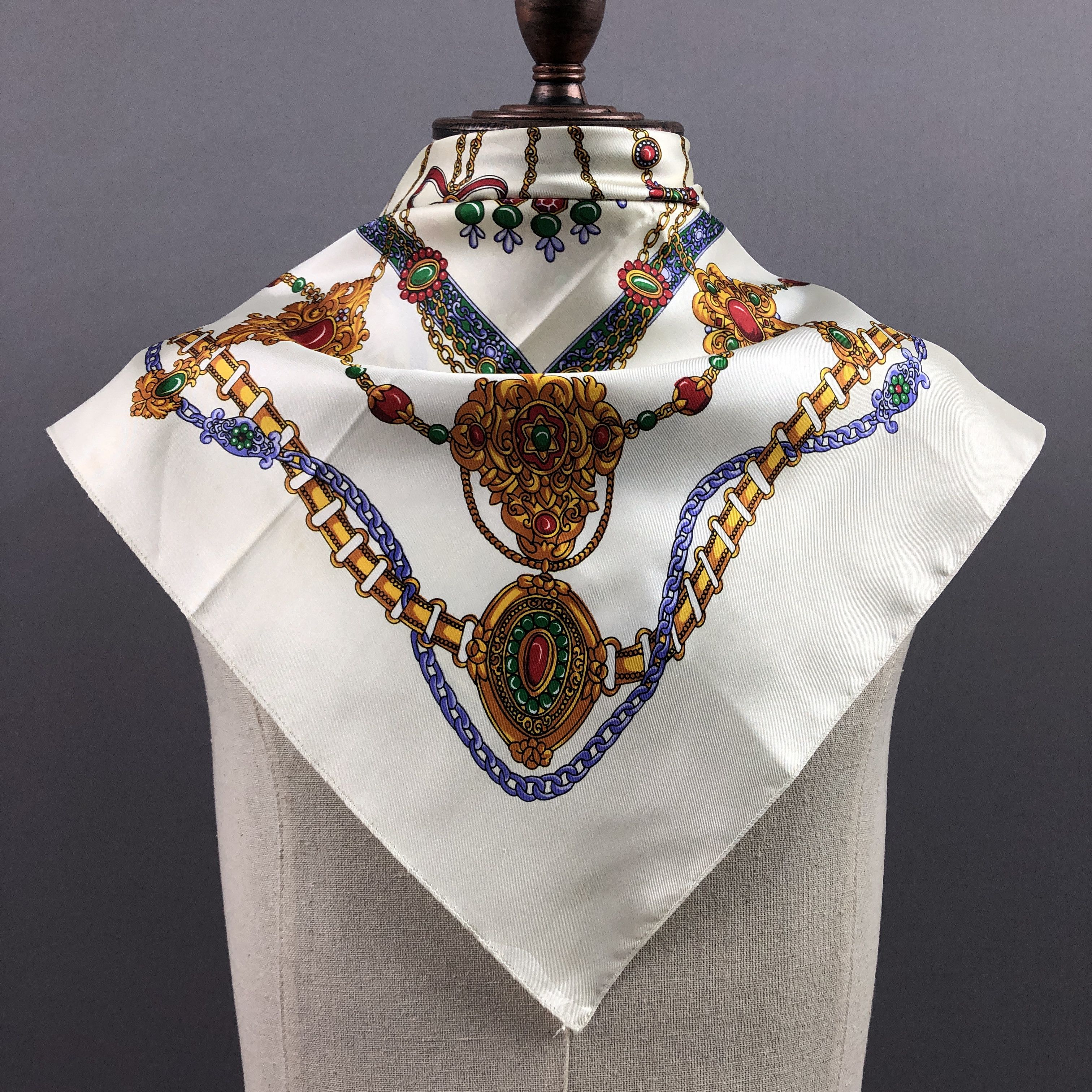 Japanese Brand Vintage 90s Chain Bracelet SILK Scarf Stole Wraps Scarves Size ONE SIZE - 3 Thumbnail