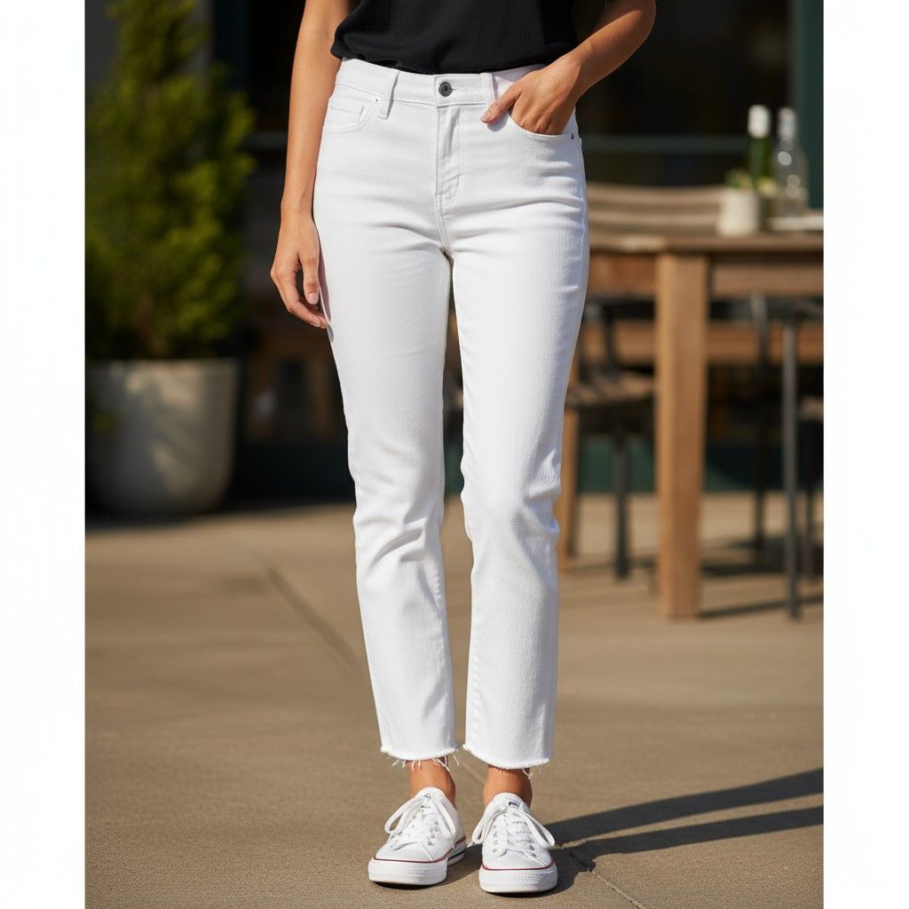 L'AGENCE Sada Mid-Rise Cropped Slim Raw Hem Cotton Stretch Jeans Size 23" - 1 Thumbnail