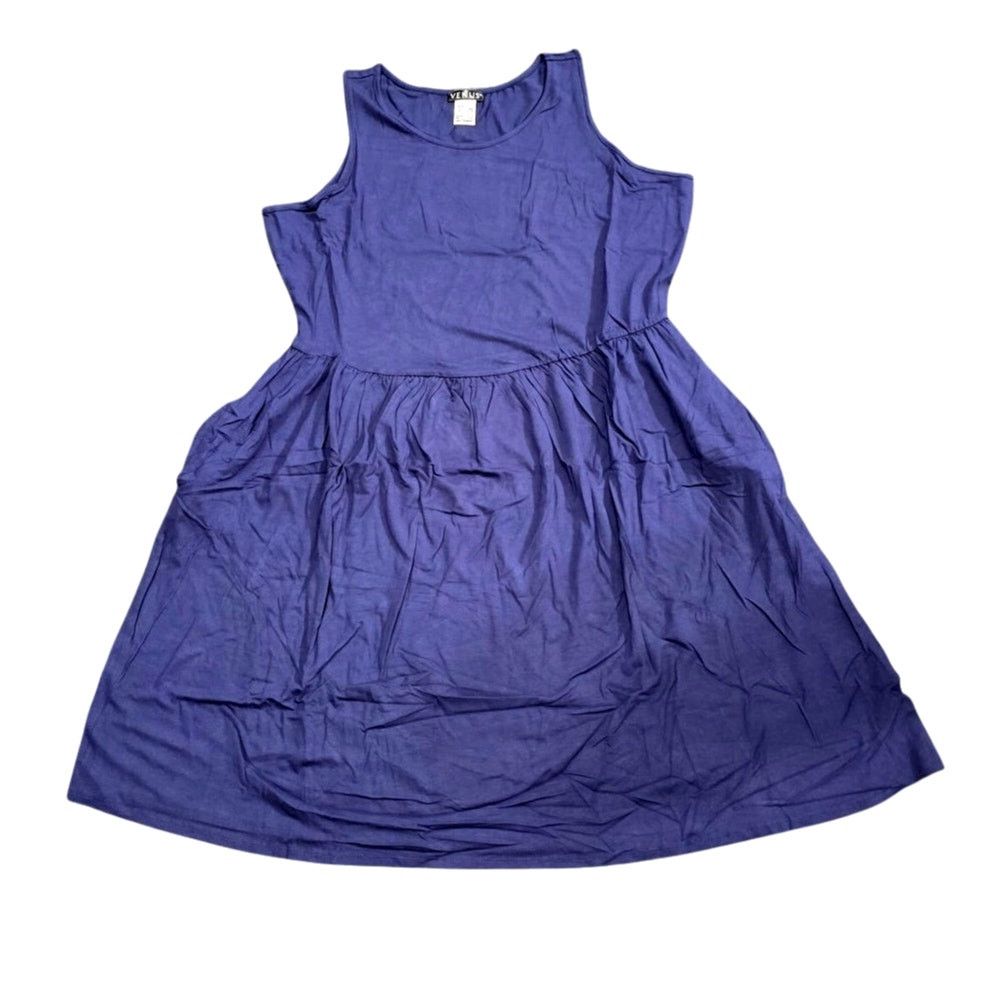 Venus Venus Navy A Line Casual Short Sleeve Dress - 1X - NEW Size XL / US 12-14 / IT 48-50 - 1 Thumbnail