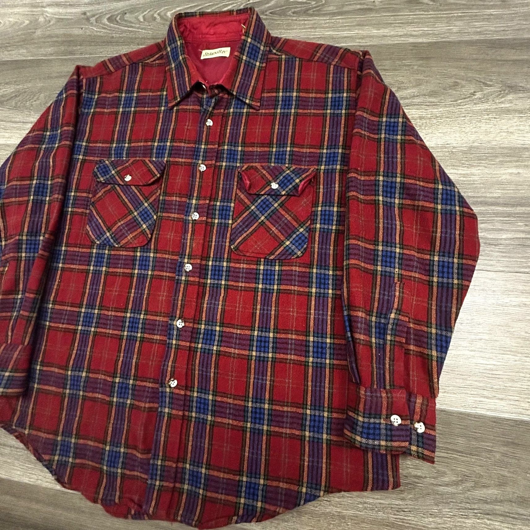 Vintage Vintage St John's Bay Shirt Jacket Mens XL Red Plaid Wool Lined Flannel 80s Size US XL / EU 56 / 4 - 4 Thumbnail