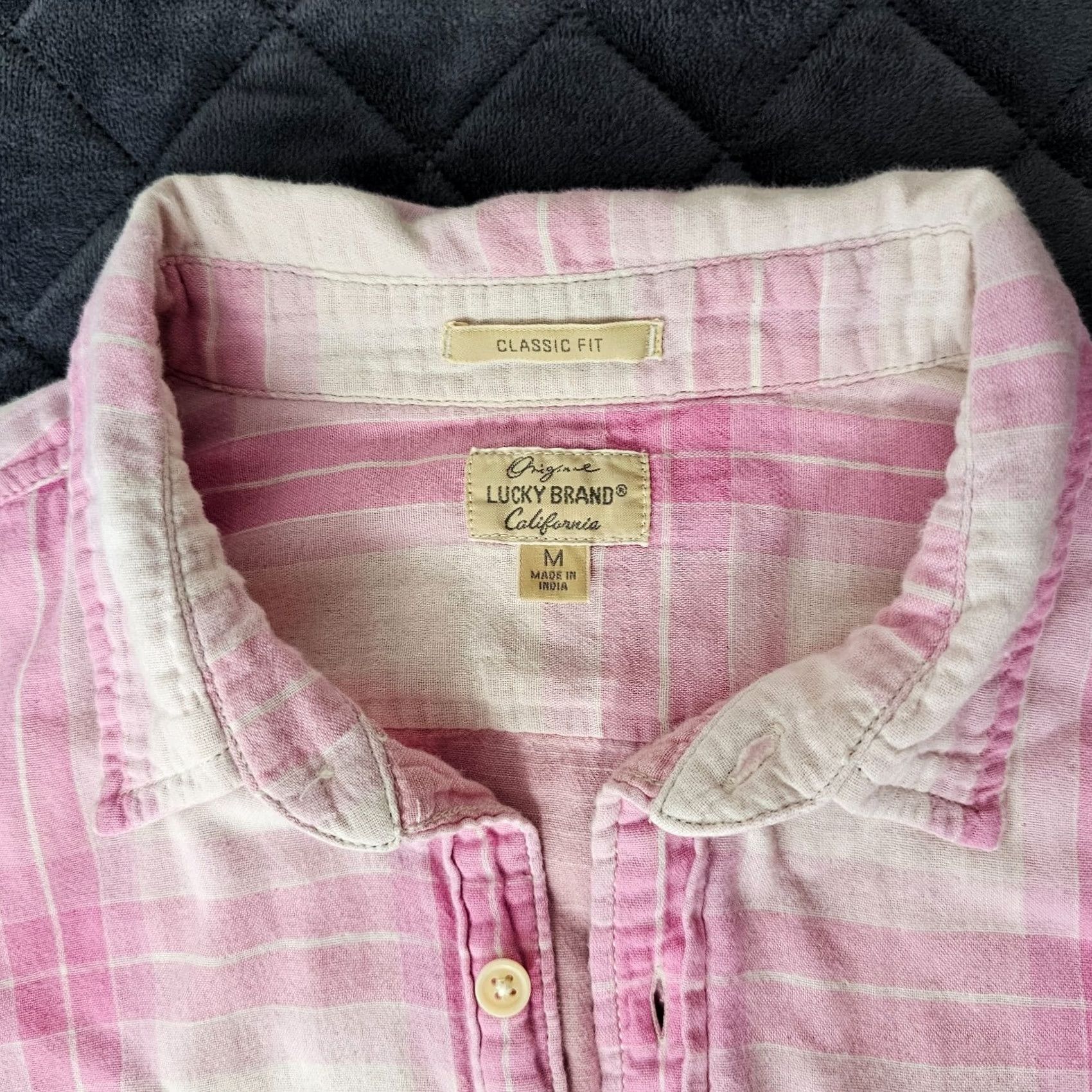 Lucky Brand Lucky Brand Thick Woven Button Shirt Women's M Pink Plaid Button Up Casual Shirt Womens Regular Size Medium Pink Plaid Button-Up Shirt Size M / US 6-8 / IT 42-44 - 2 Thumbnail