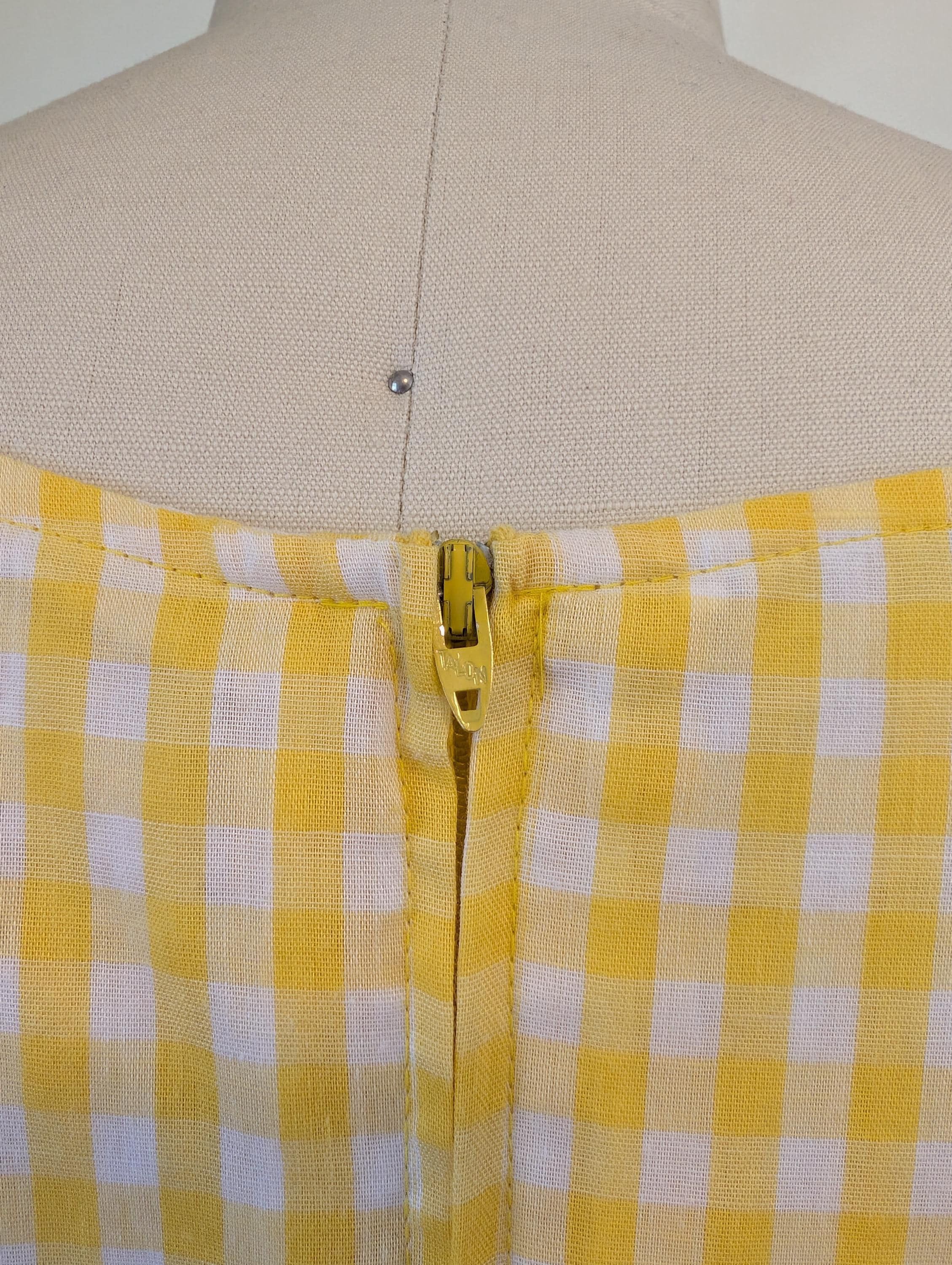 Vintage 1970s Yellow Gingham Square Dance Dress - Country Western Size M / US 6-8 / IT 42-44 - 10 Thumbnail