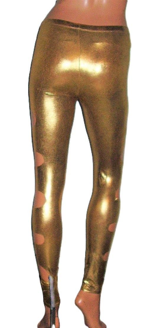 Other See You Monday Gold Shiny Spandex Leggings S Size 24" / US 00 / IT 34 - 5 Thumbnail