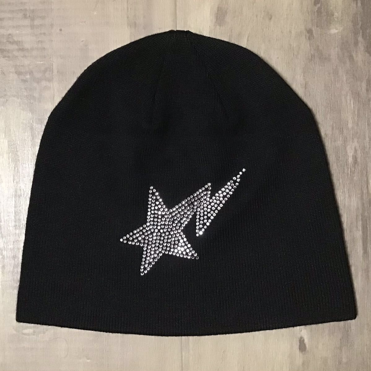 image of Crystal Stone Bape Sta Logo Beanie Knit Cap A Bathing Ape in Black, Men's