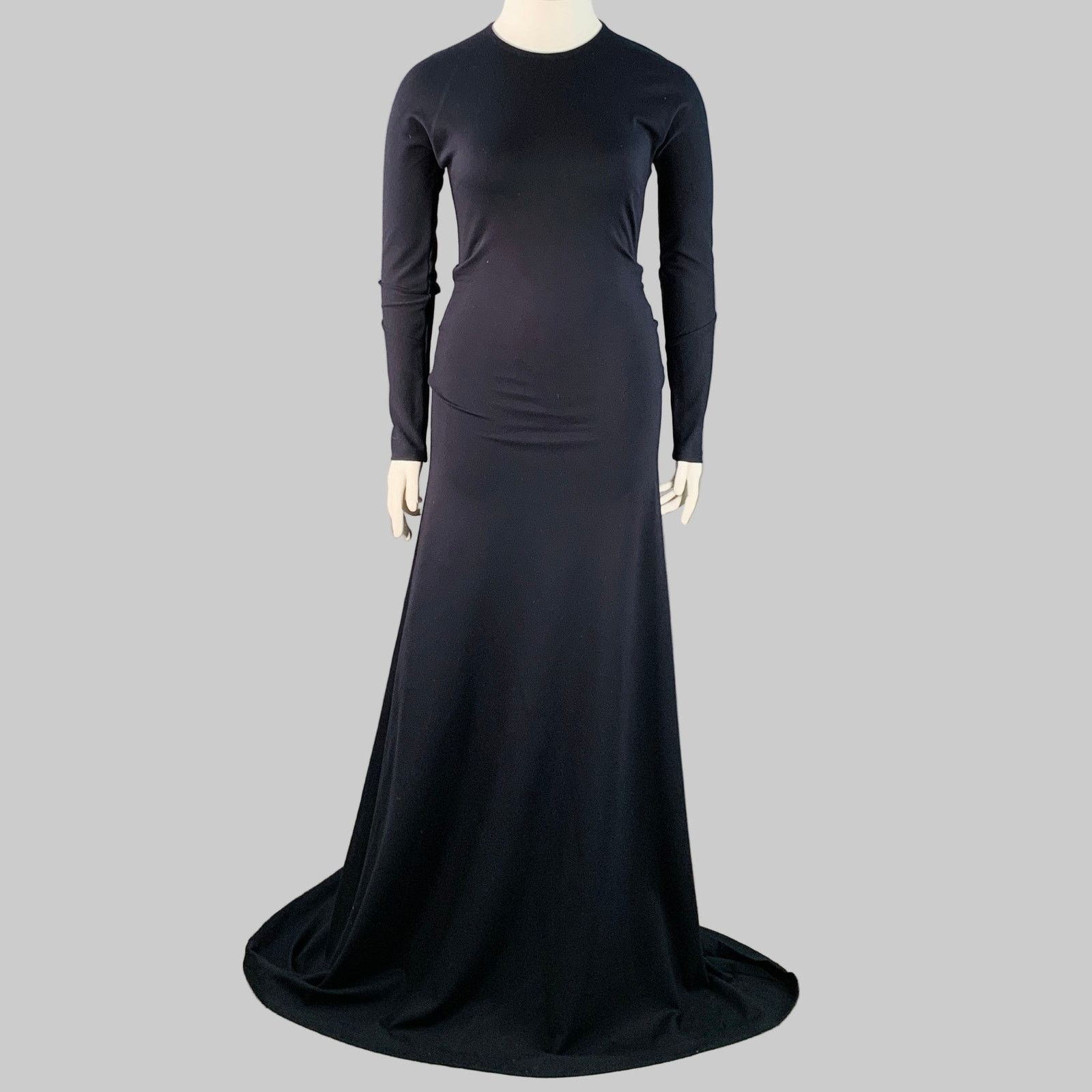 Jil Sander JIL SANDER Navy Viscose Blend Ruched Long Evening Gown Size L / US 10 / IT 46 - 1 Thumbnail