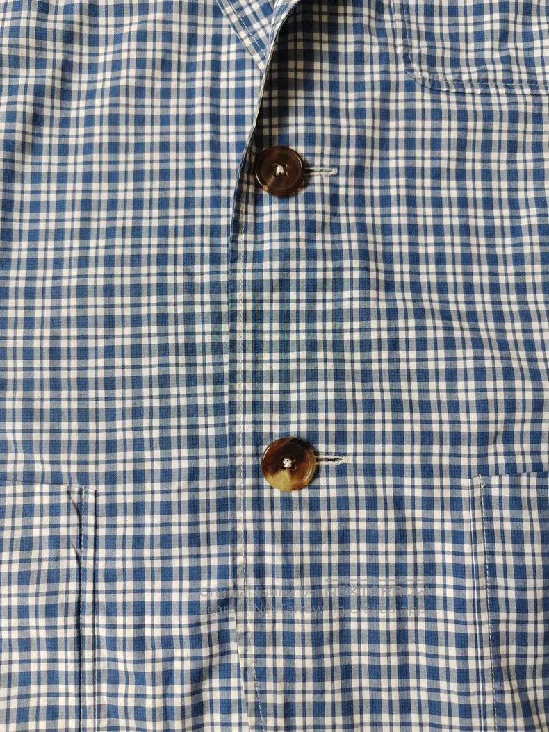 Hermes Hermes Casual Blazer Jacket, 100% Cotton, Blue and White P Size 48R - 7 Thumbnail