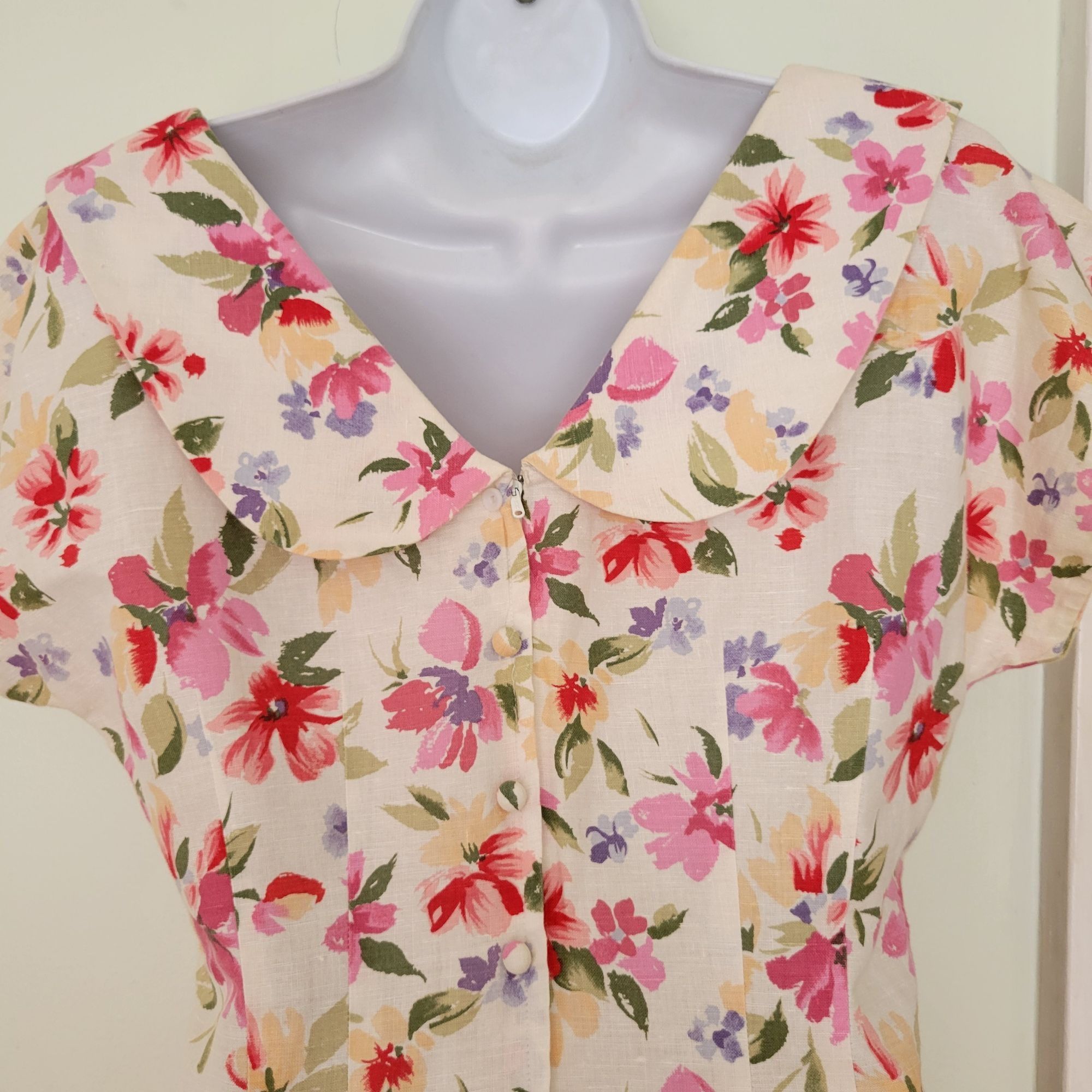 MAGGY LONDON Vintage Floral Maggy London Wiggle Dress 8 Linen Blend Cospl Size M / US 6-8 / IT 42-44 - 6 Thumbnail