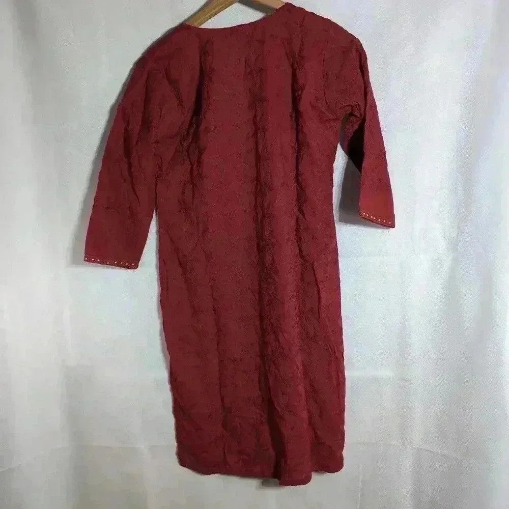 Other Maroon Chikankari Hand embroidered kurtis Full Jaal sz M ma Size M / US 6-8 / IT 42-44 - 3 Thumbnail
