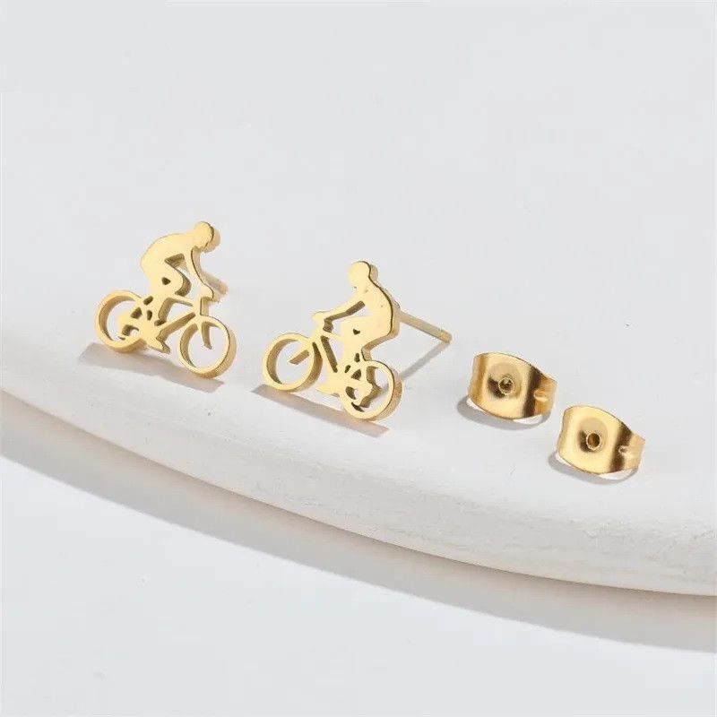 Jewelry Bike Bicycle Mini Stud Earrings Charm Earring Gift Size ONE SIZE - 2 Thumbnail