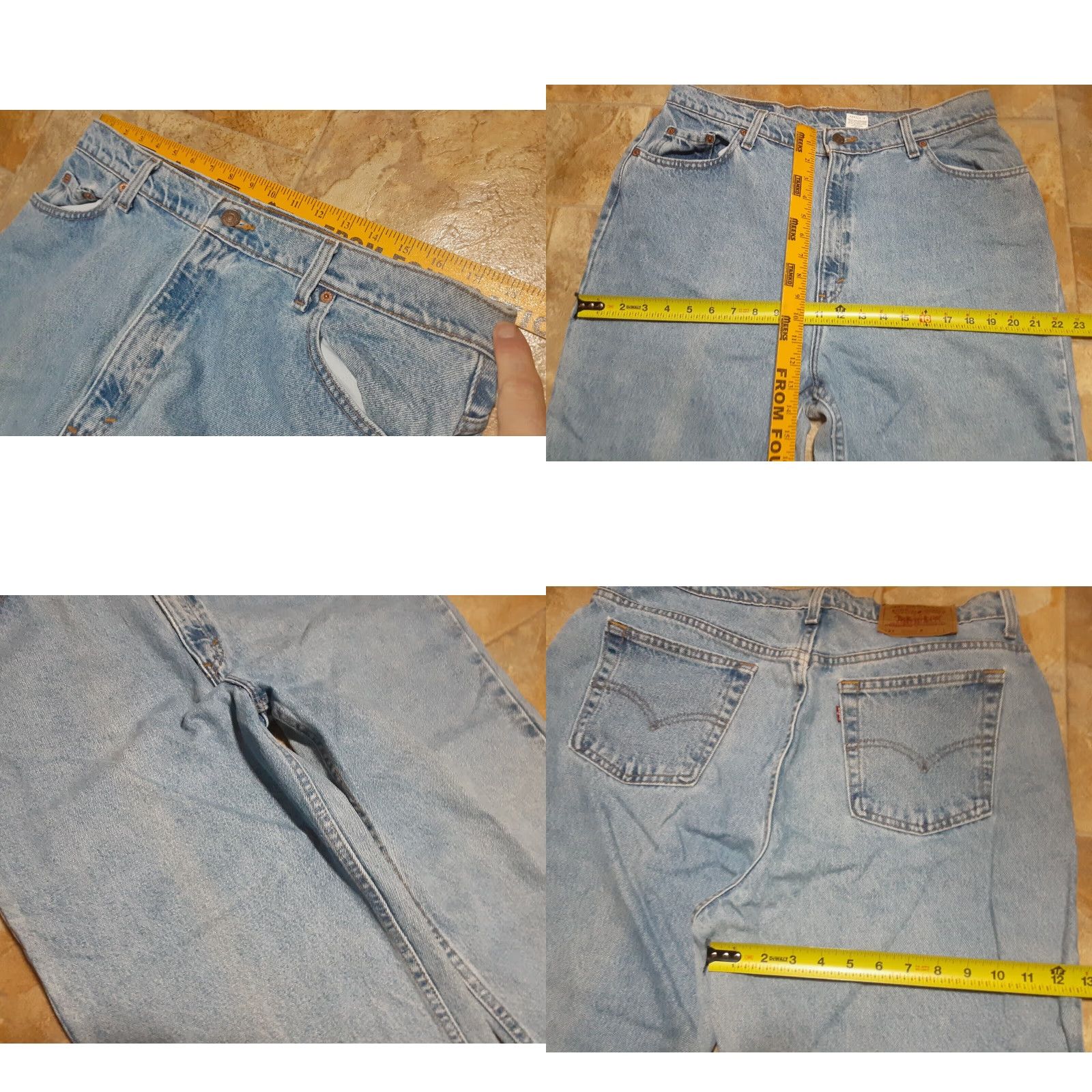 Levi's Vintage 90s Levi's 521 Mom Jeans Women's 18 Long Distressed Blue High Rise Tapered Fit Made in USA Size 40" / US 18 - 8 Thumbnail