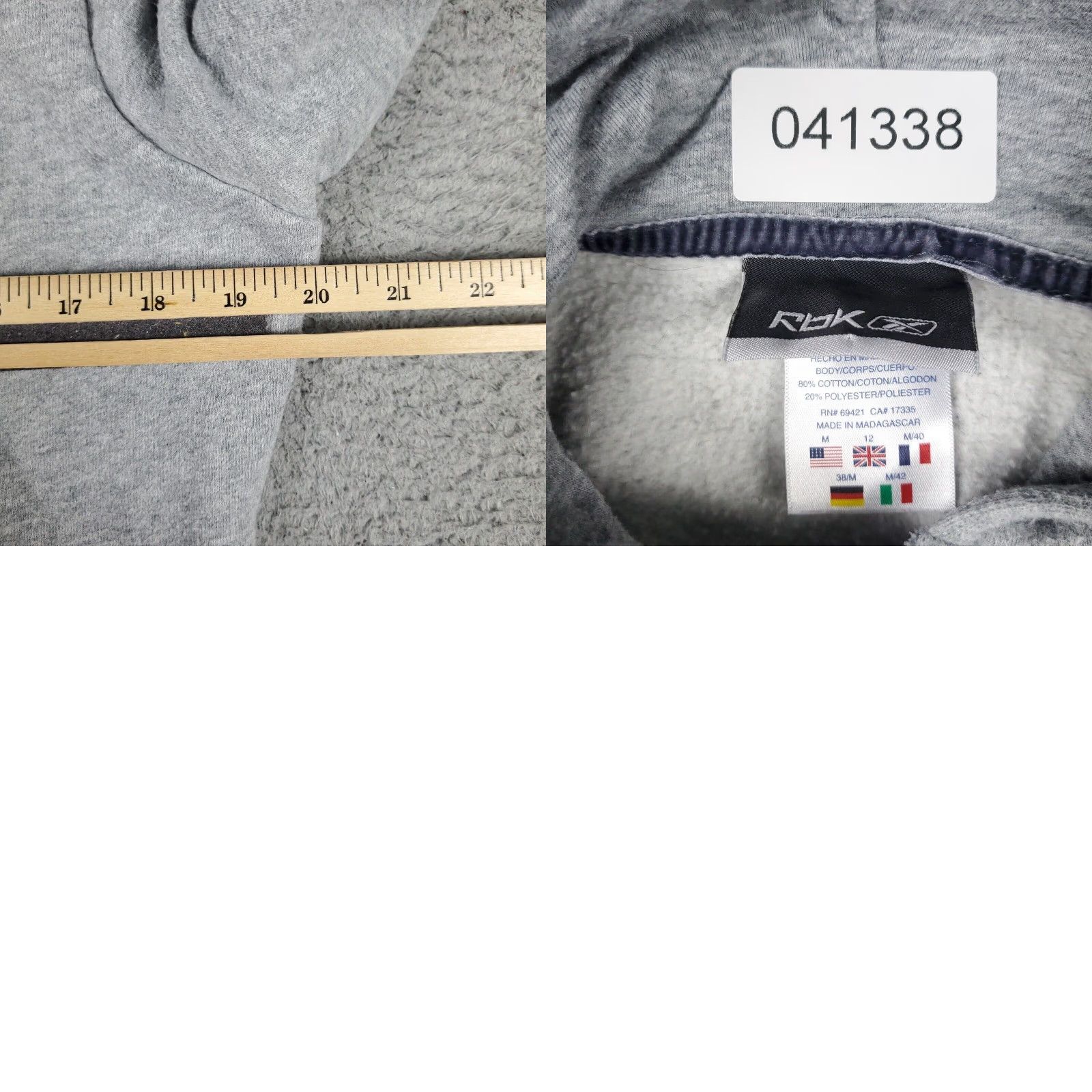 Reebok Reebok Women's Medium Gray Full Zip Hoodie Sweatshirt Size M / US 6-8 / IT 42-44 - 8 Thumbnail