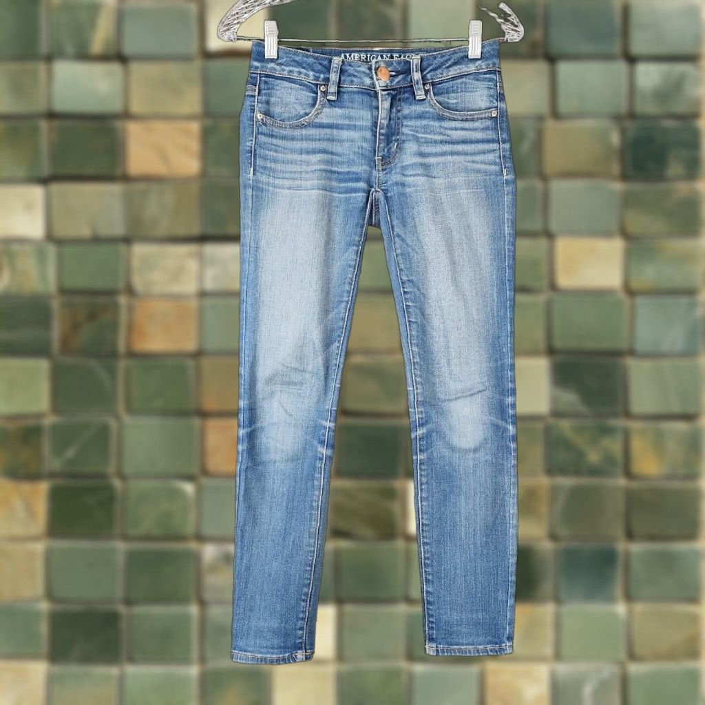American Eagle Outfitters VINTAGE American Eagle Womens Jeans Ankle Size 00 Blue Super Stretch Jeggings Size 24" / US 00 / IT 34 - 1 Thumbnail