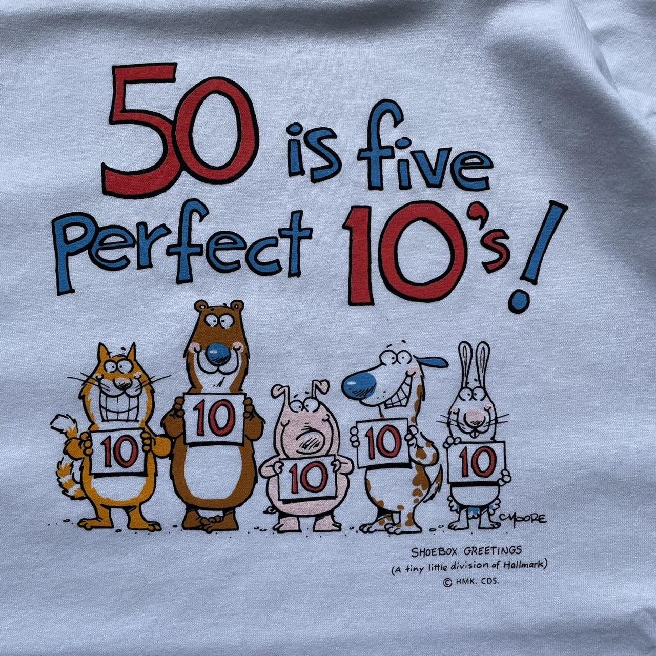 Vintage Vintage 90's "50 is Five Perfect 10's!" Graphic Tee Size US XL / EU 56 / 4 - 2 Thumbnail