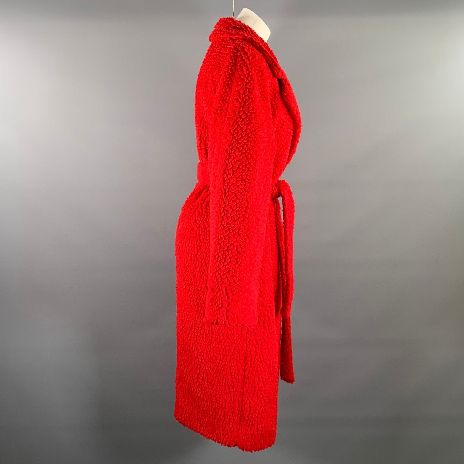 Stella McCartney STELLA McCARTNEY M Red Faux Fur Notch Lapel Coat Size M / US 6-8 / IT 42-44 - 2 Thumbnail