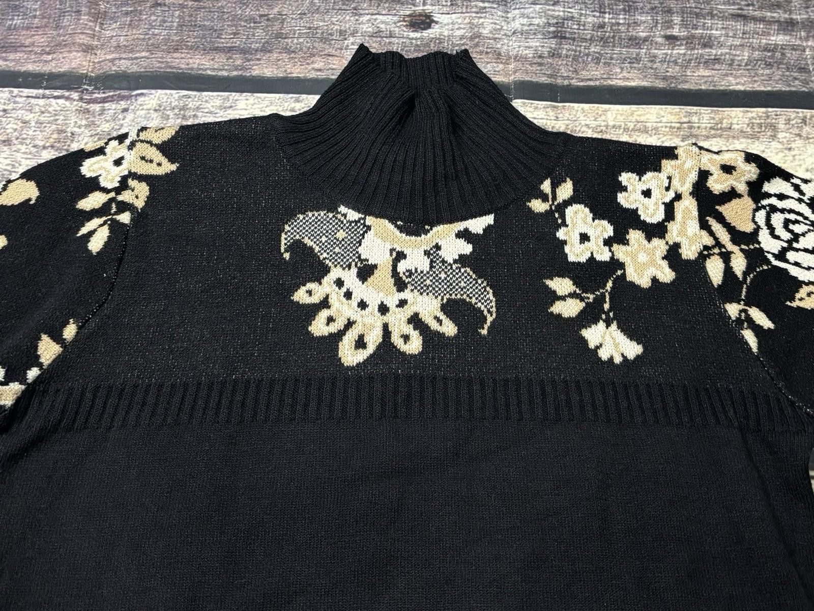 Other Bette Sung Sweater Womens Medium Silk Floral Mock Neck Size M / US 6-8 / IT 42-44 - 4 Thumbnail