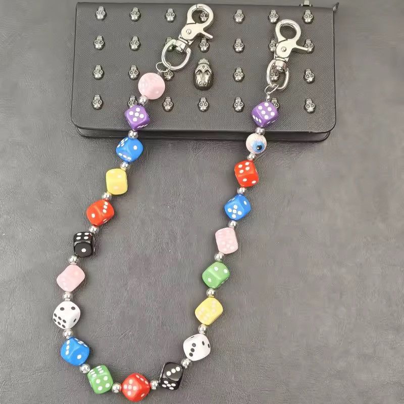 Jewelry Punk Dice Pants Chain Streetwear Multicolored Y2k Size ONE SIZE - 4 Thumbnail