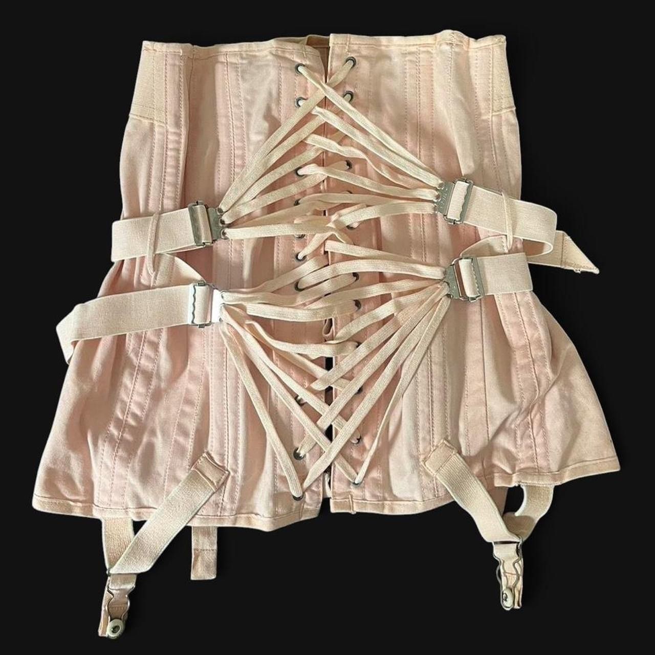 Vintage TRUE VINTAGE • RARE 1940s CAMP BABY PINK SPIDERWEB CORSET Size ONE SIZE - 2 Thumbnail