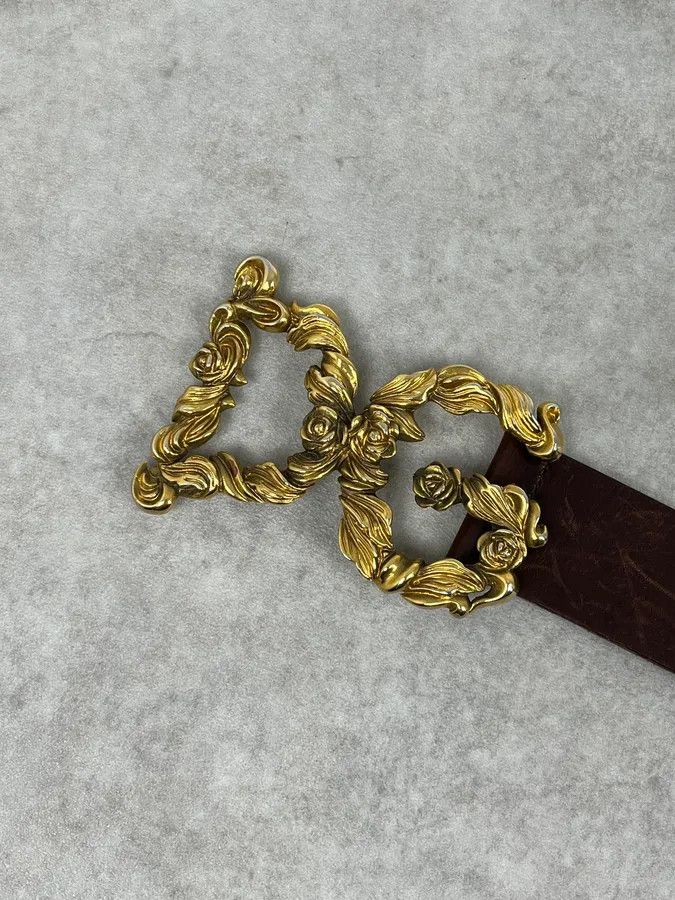 Dolce & Gabbana AW2006 Dolce & Gabbana Baroque Golden Buckle Brown Leather Belt Size ONE SIZE - 9 Thumbnail