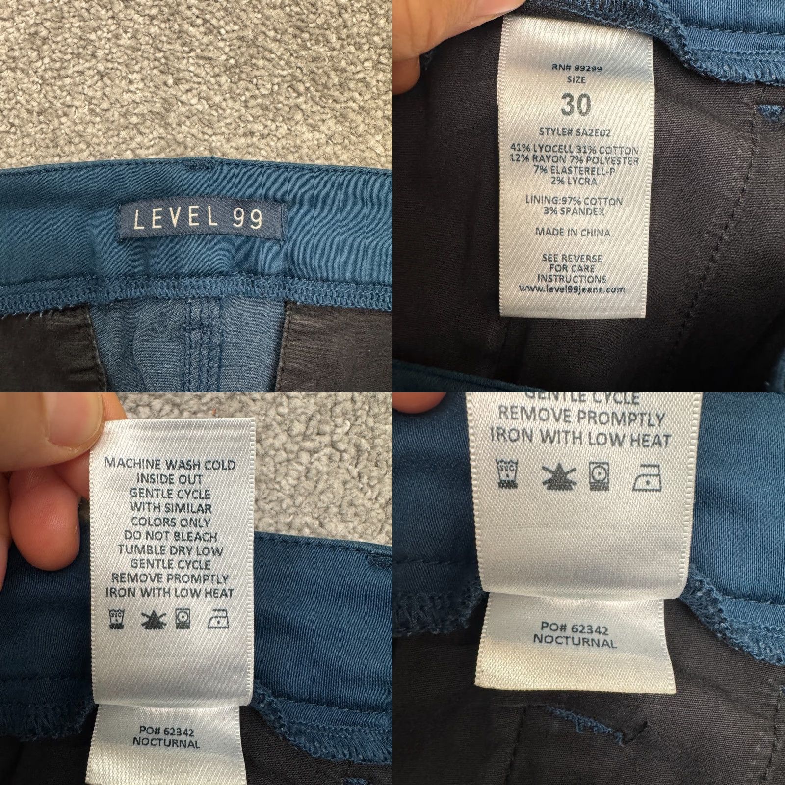 Vintage Level 99 Chino Pants Womens 30 Nocturnal Blue Straight Leg Stretch Casual Workwear Size 30" / US 8 / IT 44 - 8 Thumbnail