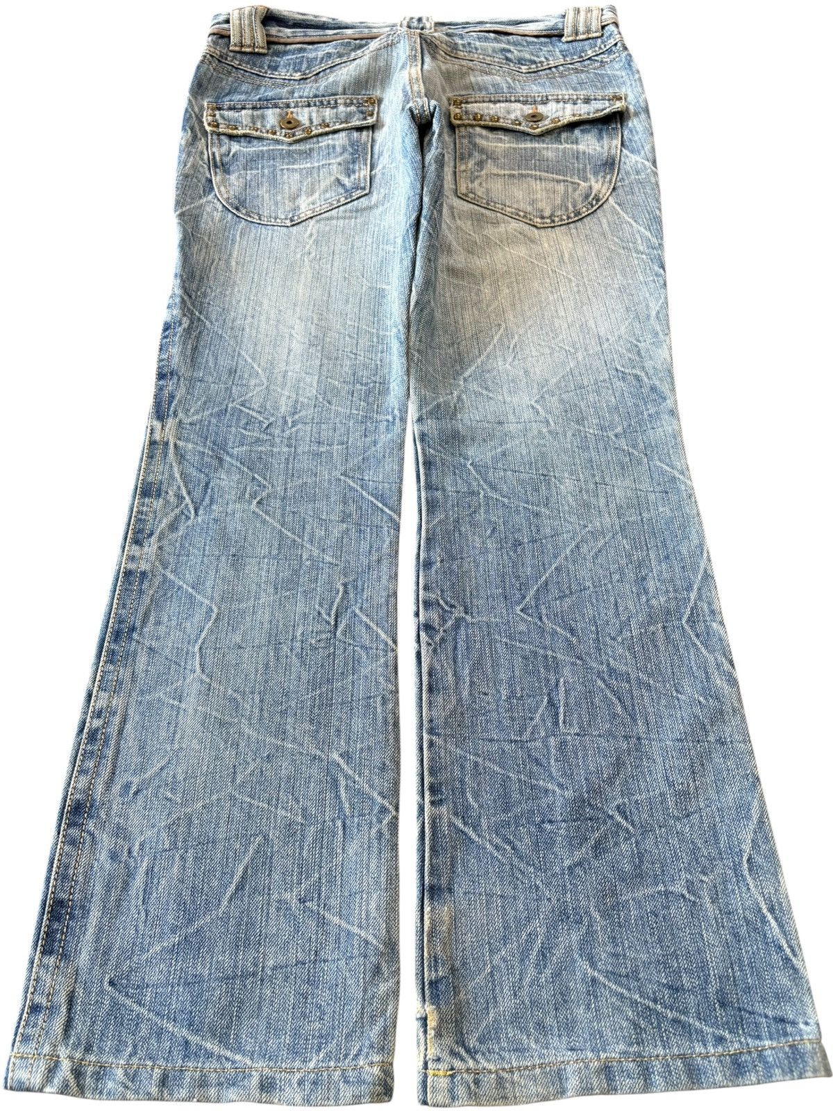 Hysteric Glamour Vintage Japanese Brand Crack Fade Distressed Bootcut Jeans Size 32" / US 10 / IT 46 - 2 Thumbnail