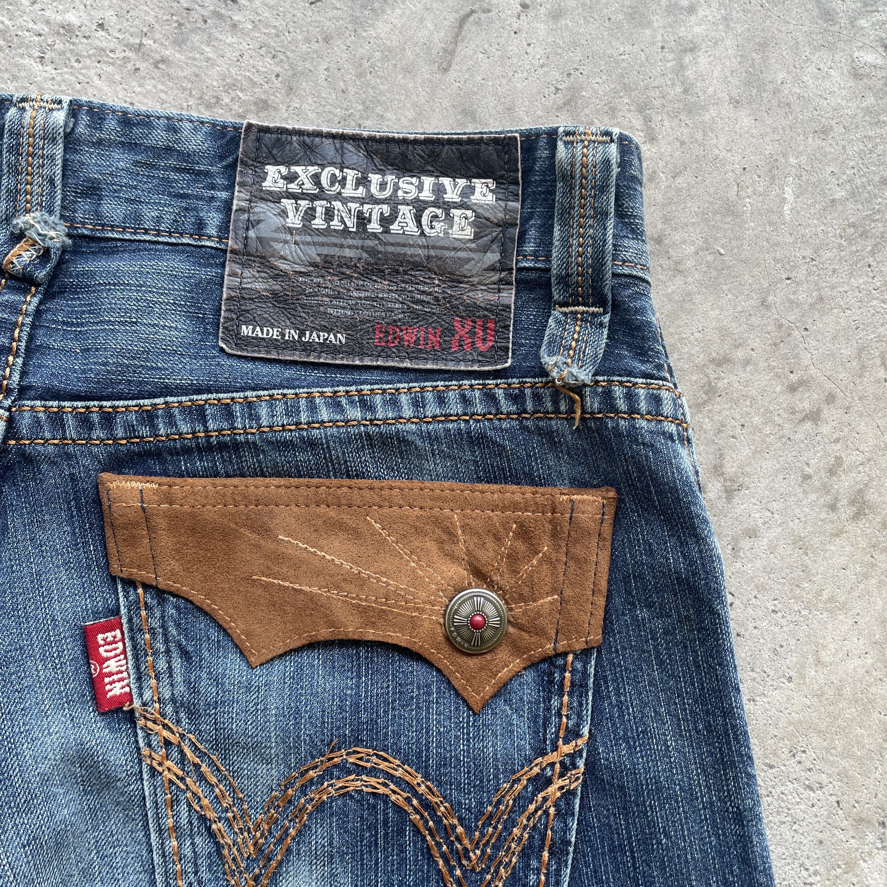 VINTAGE EDWIN XV DENIM DISTRESSED FADED JEANS PANTS W32