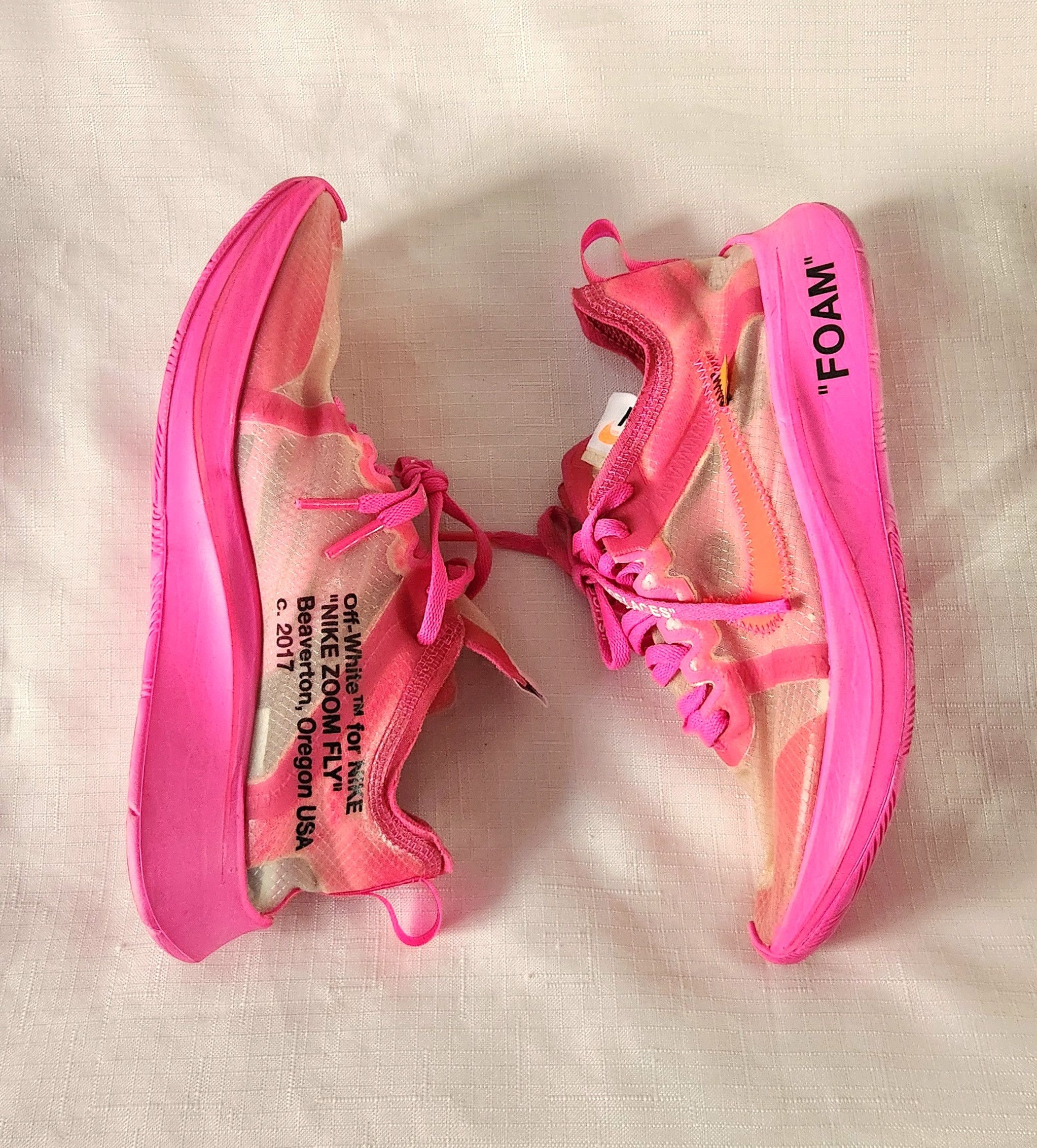 Nike × Off-White Nike Zoom Fly SP x OFF-WHITE ‘Pink’ AJ4588-600 Men’s Size 5 Size US 5 / EU 37 - 5 Thumbnail