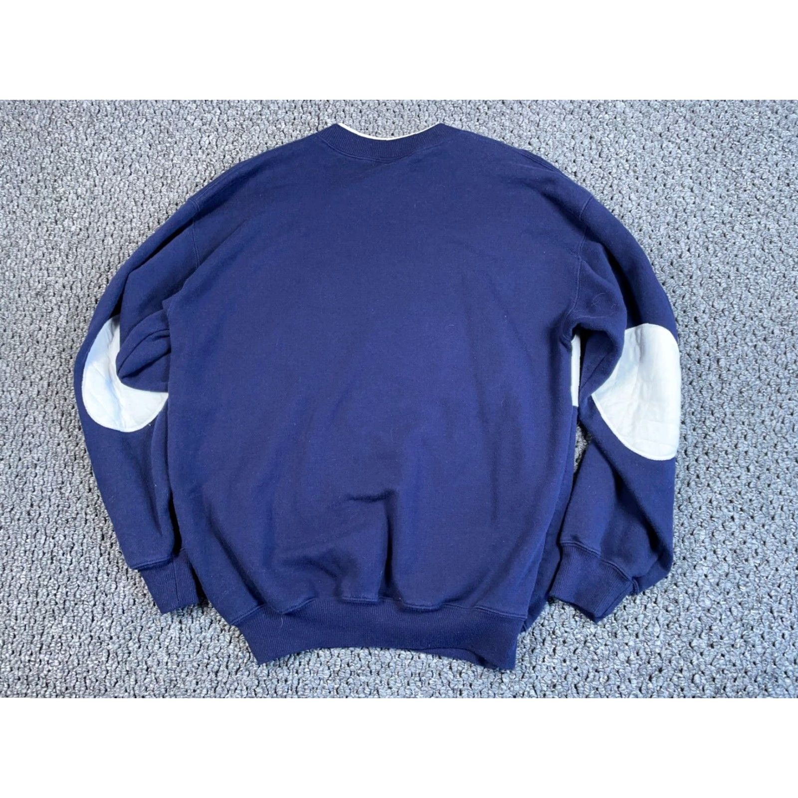 Vintage VTG Cheetah Striped Sweatshirt Adult Medium Blue White Elbow Patches Mervyns Cheetah Size US M / EU 48-50 / 2 - 2 Thumbnail