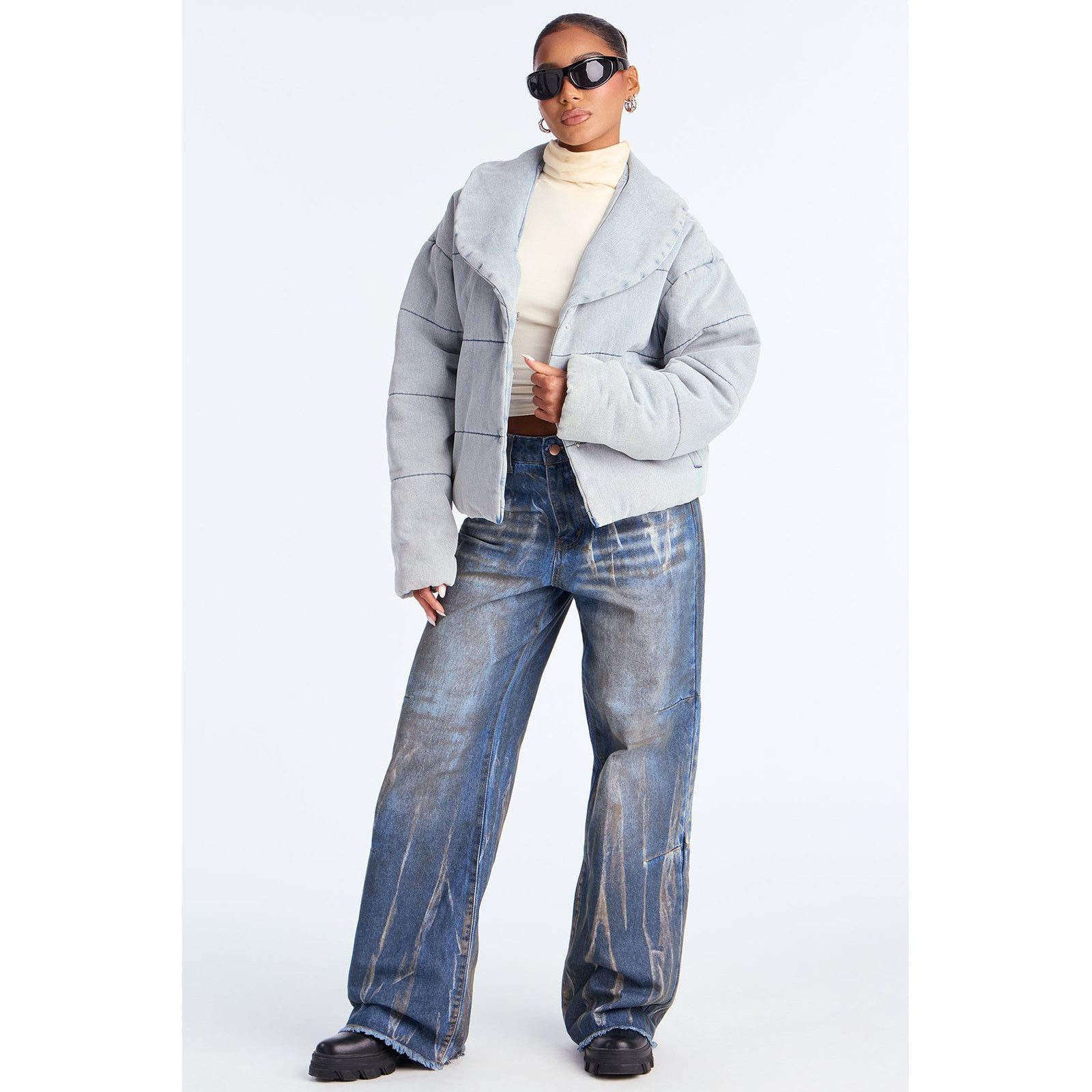 Other Ice Queen Denim Puffer Jacket - Light Wash - Size L Size L / US 10 / IT 46 - 2 Thumbnail