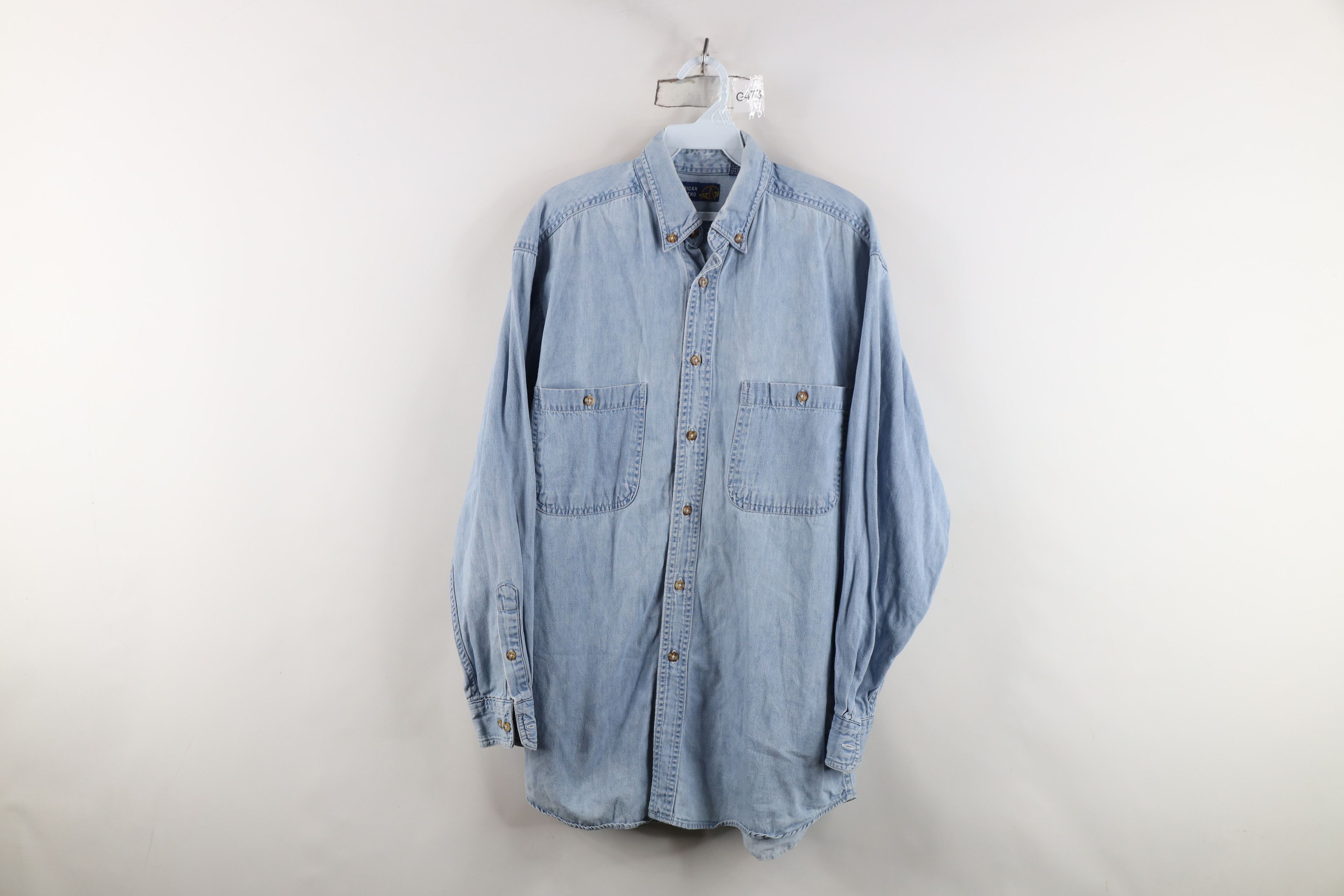 Vintage Vintage 90s Streetwear Denim Jean Collared Button Down Shirt Size US S / EU 44-46 / 1 - 1 Thumbnail