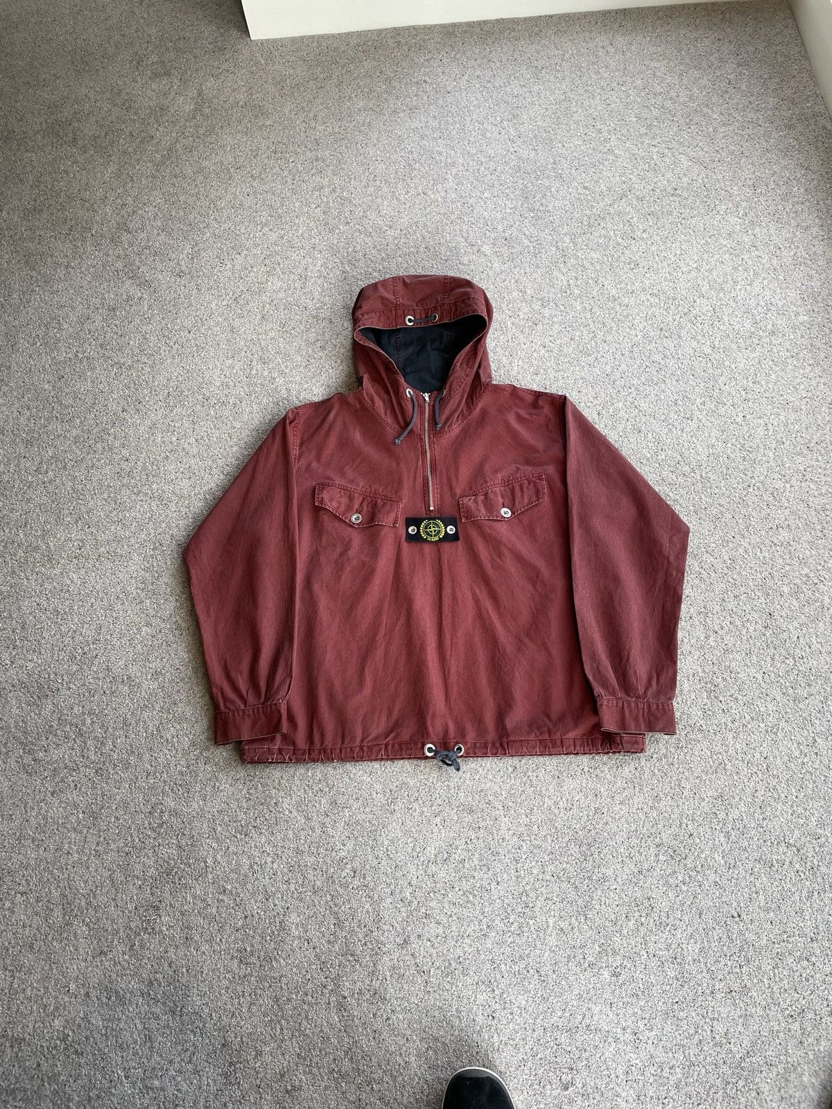 image of Burgundy Stone Island 30Th Anniversary Tela Stella Jacket in Burgandy, Men's (Size 2XL)