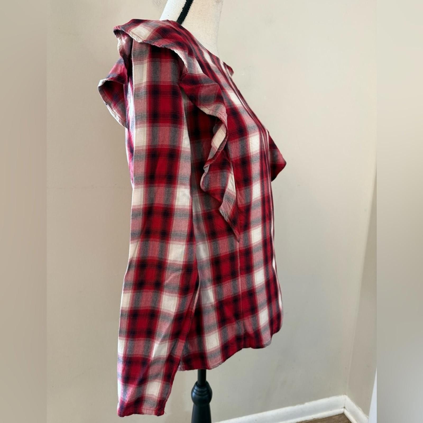 Other Beachlunchlounge retro red plaid ruffled top SZ M Size M / US 6-8 / IT 42-44 - 2 Thumbnail