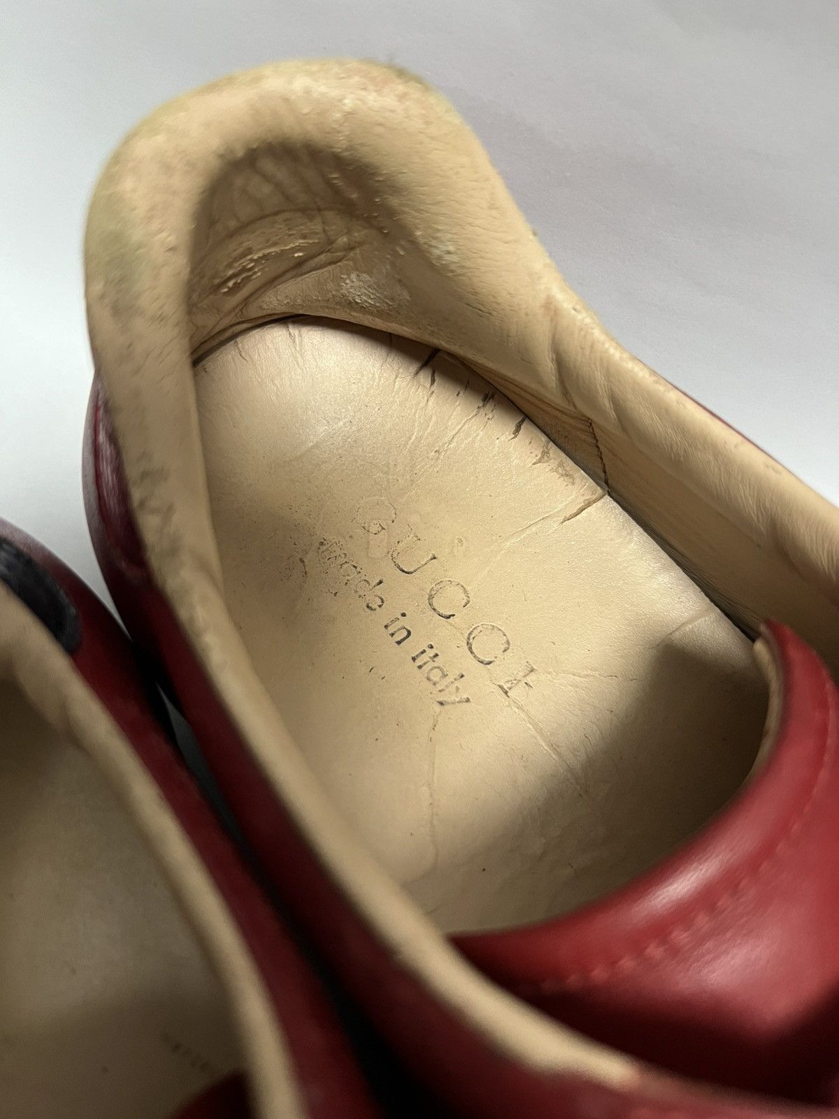 Gucci Gucci - Red Leather Web Ace Low Top Sneakers Size US 6.5 / EU 39-40 - 15 Thumbnail