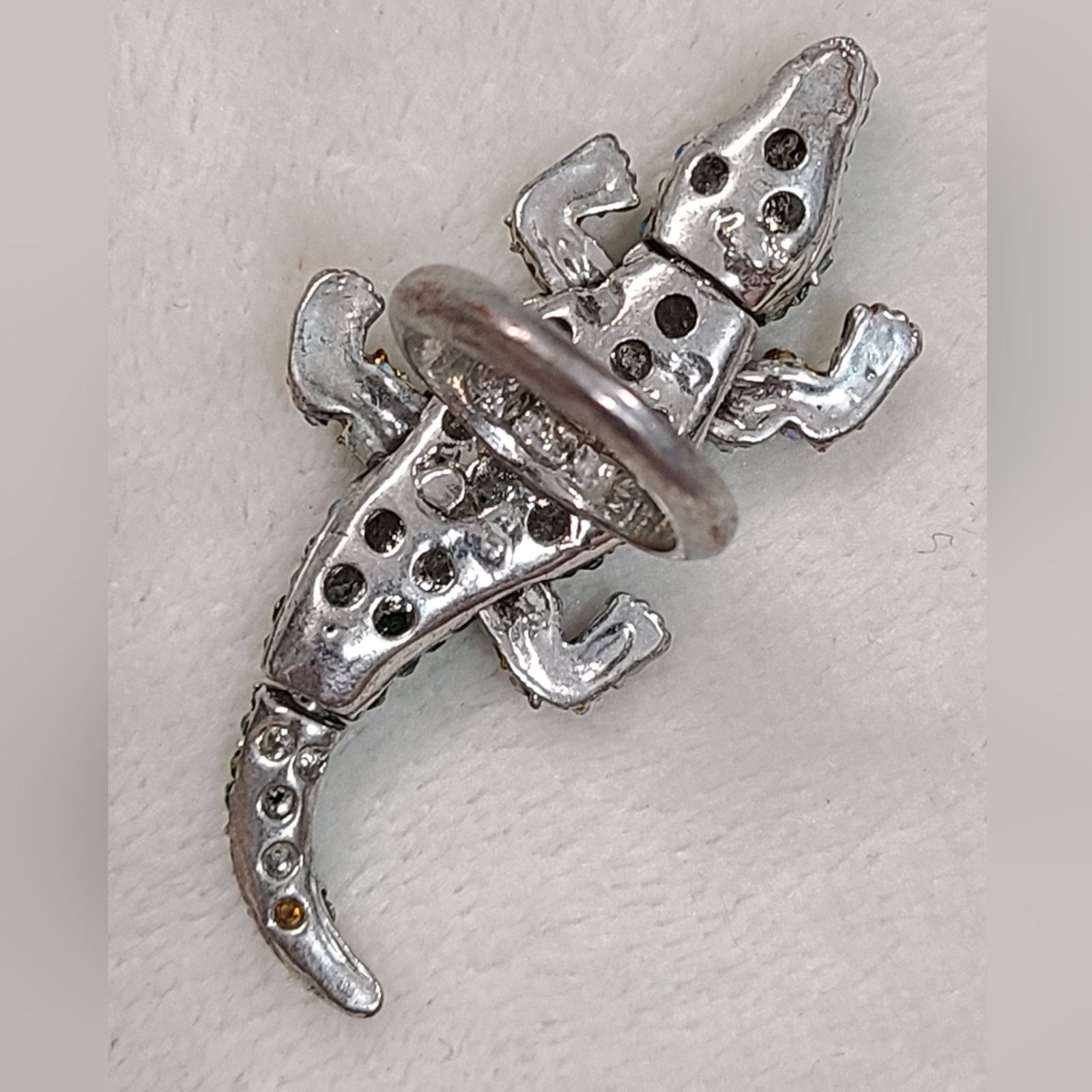 Vintage Vintage Silver Tone Rhinestone Pave Alligator Ring Size ONE SIZE - 5 Thumbnail