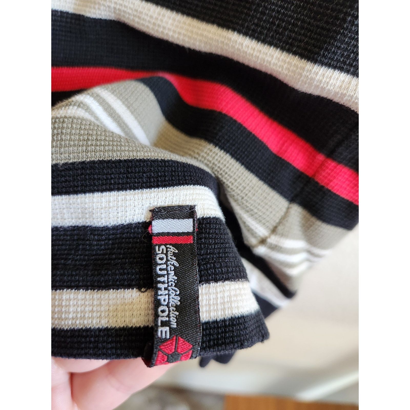 Southpole Y2k South Pole Men's Red & Black Striped Polo XL Size US XL / EU 56 / 4 - 6 Thumbnail