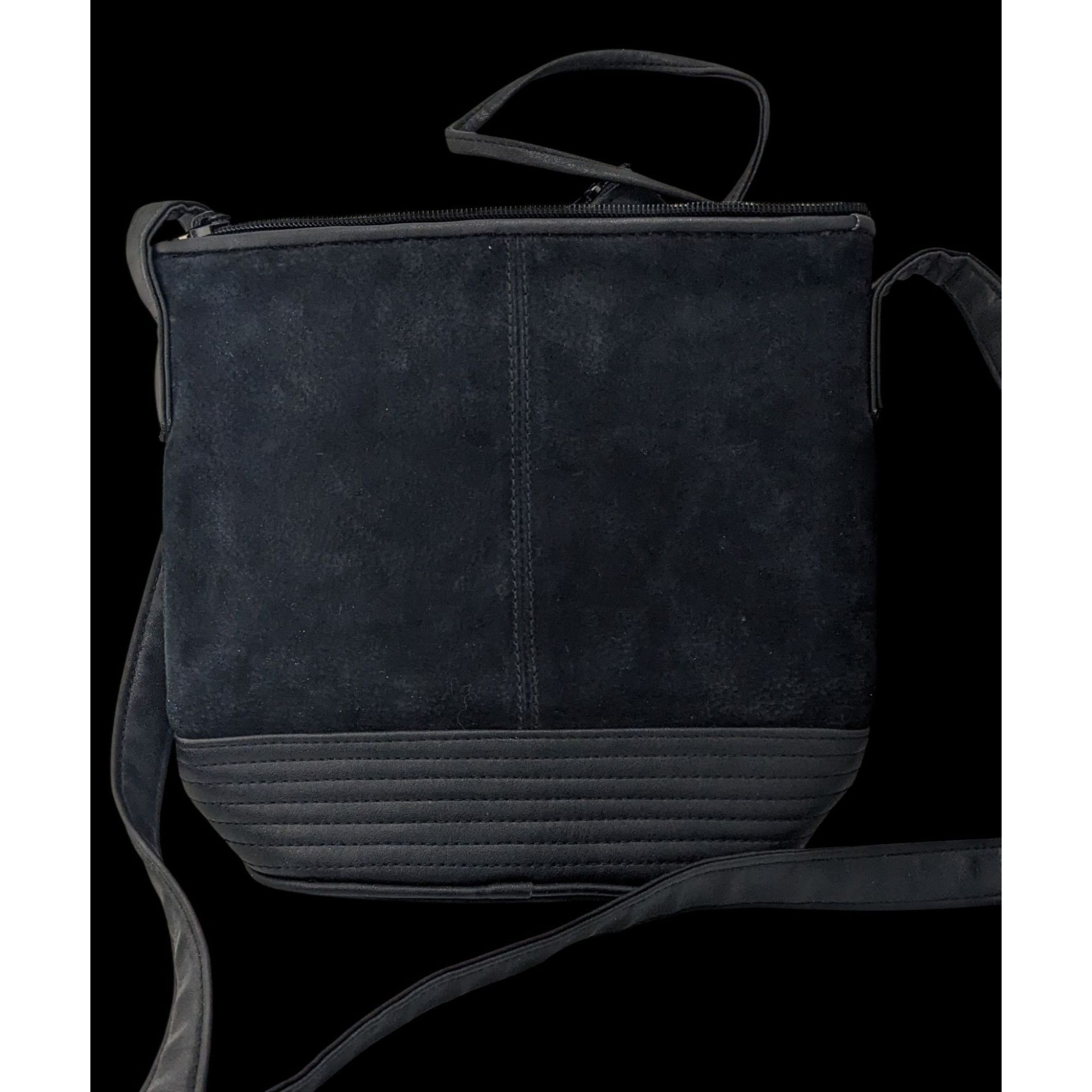 Other Gothic Black Suede Shoulder Bag With Quilted Leather Base & Size ONE SIZE - 1 Thumbnail