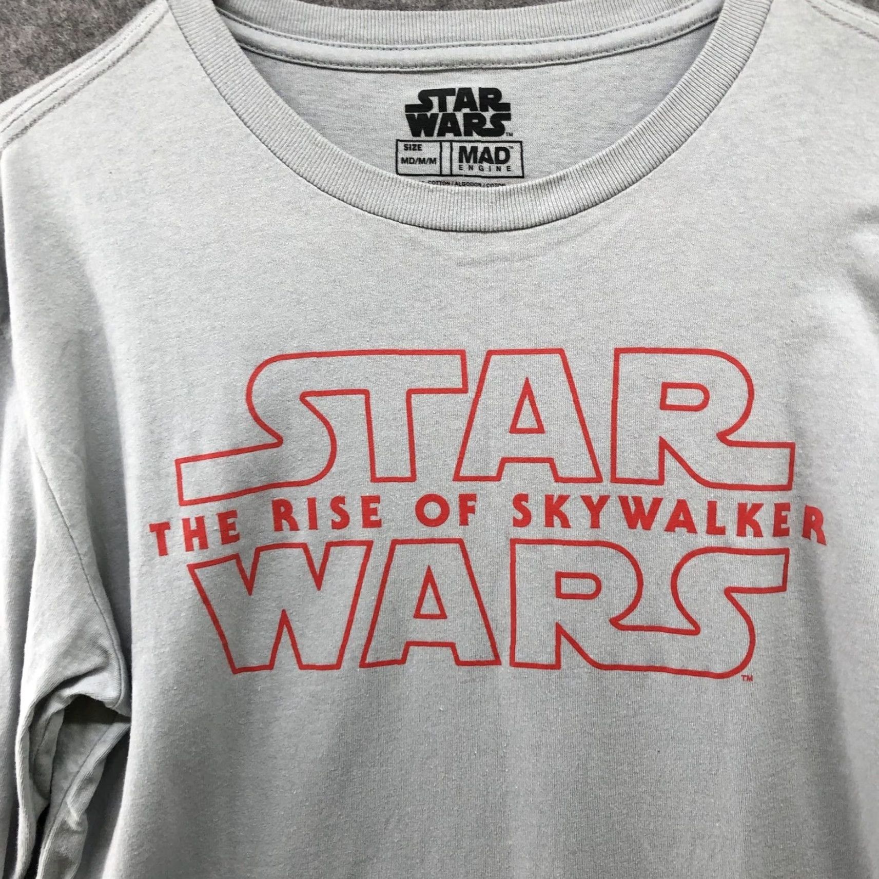 Mad Engine Star Wars Graphic Long Sleeve T Shirt Mens M Rise Of Skywalker Crewneck Gray Size US M / EU 48-50 / 2 - 3 Thumbnail