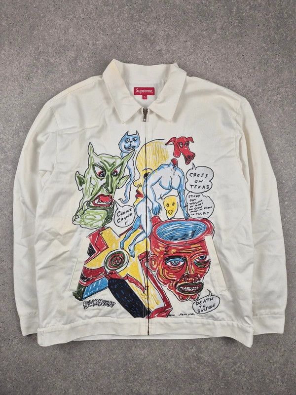 Supreme Supreme Men's White Daniel Johnston Work Full Zip Jackets XL Size US XL / EU 56 / 4 - 1 Thumbnail