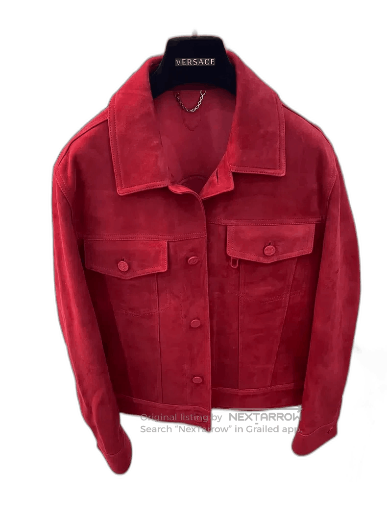 Louis Vuitton Classic Red Suede Jacket with 3D Logo. Size US L / EU 52-54 / 3 - 1 Thumbnail