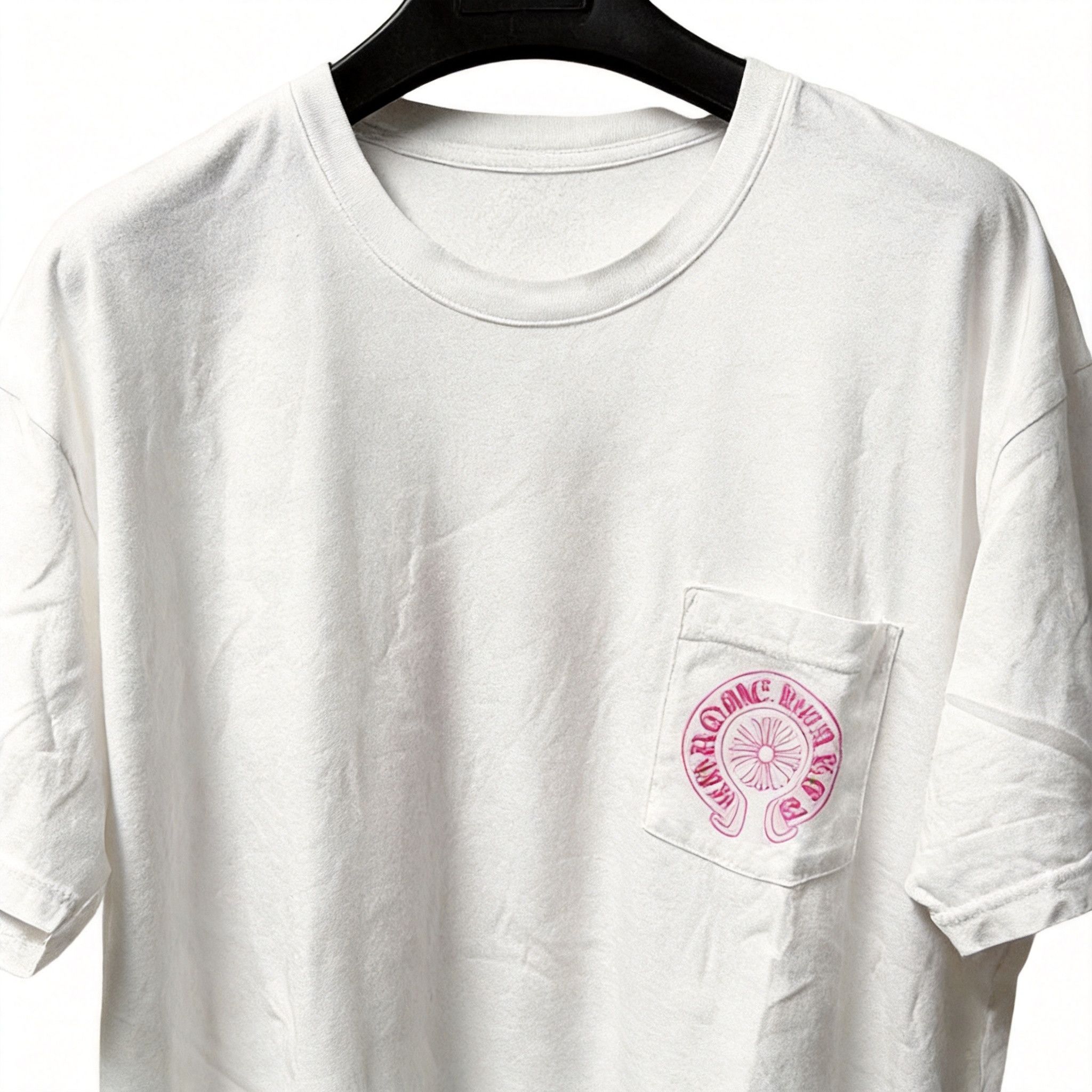 Chrome Hearts CHROME HEARTS Neon Pink Stripe Logo Tee | Grailed