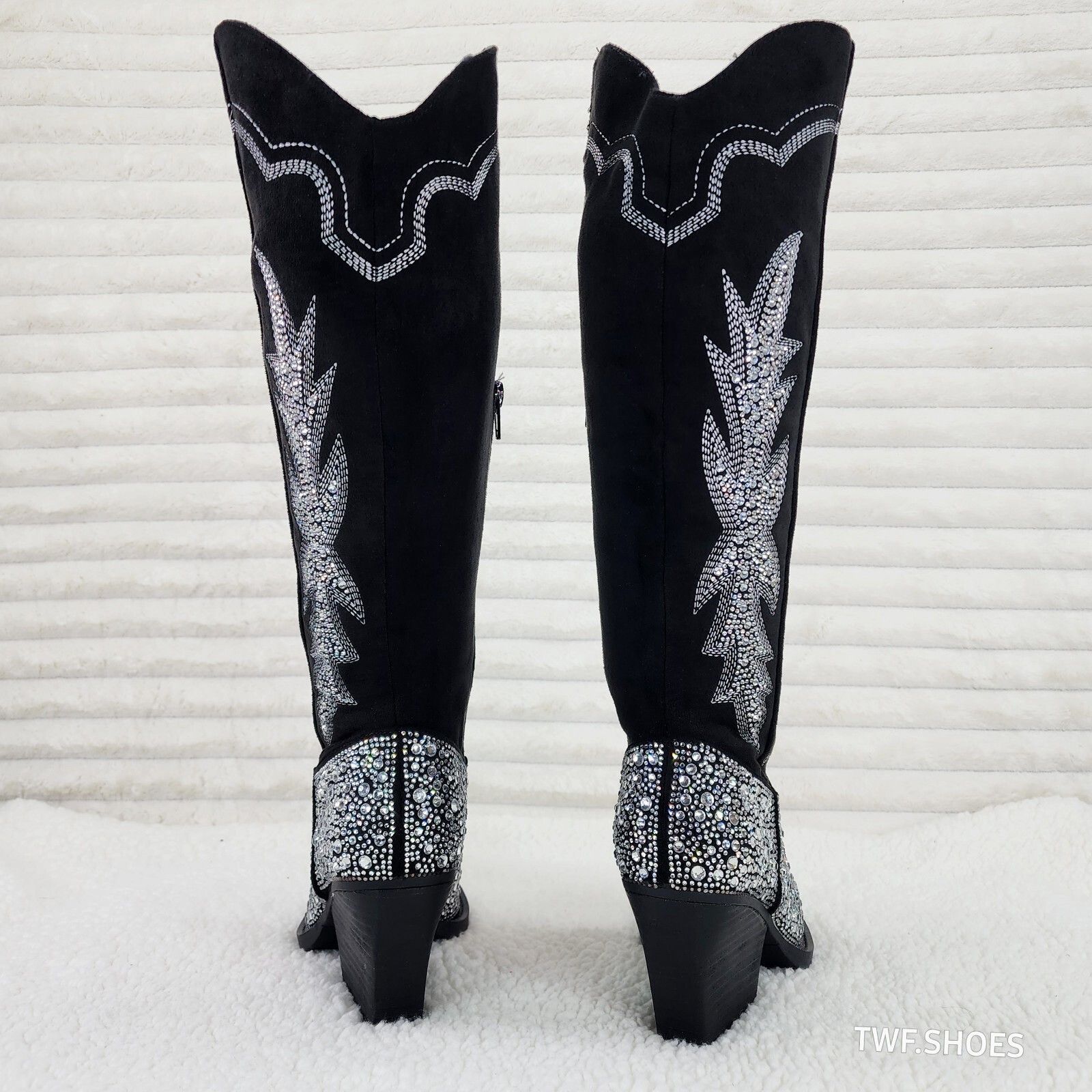 Other Murrey Black FX Suede With Rhinestones Glamour Western Cowgi Size US 9 / IT 39 - 3 Thumbnail