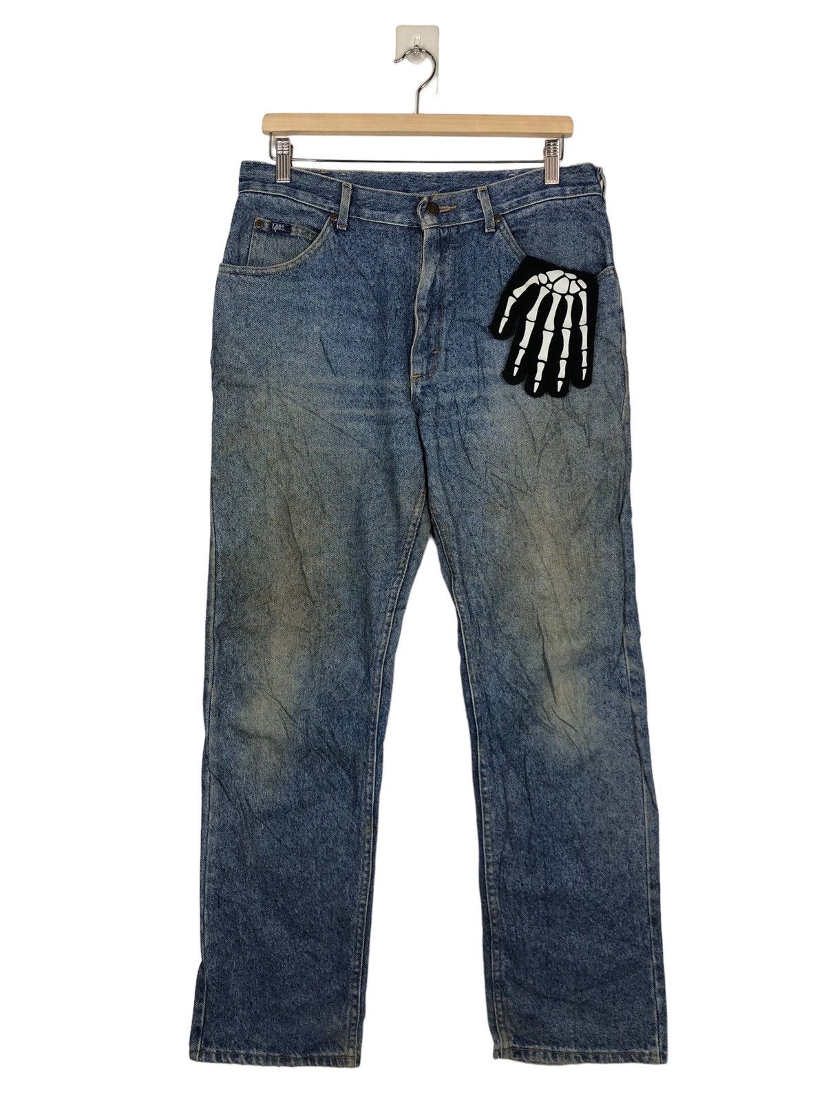 Lee 🔥Rare Distressed Denim Jeans Lee Usa Punk Design Size US 32 / EU 48 - 1 Thumbnail