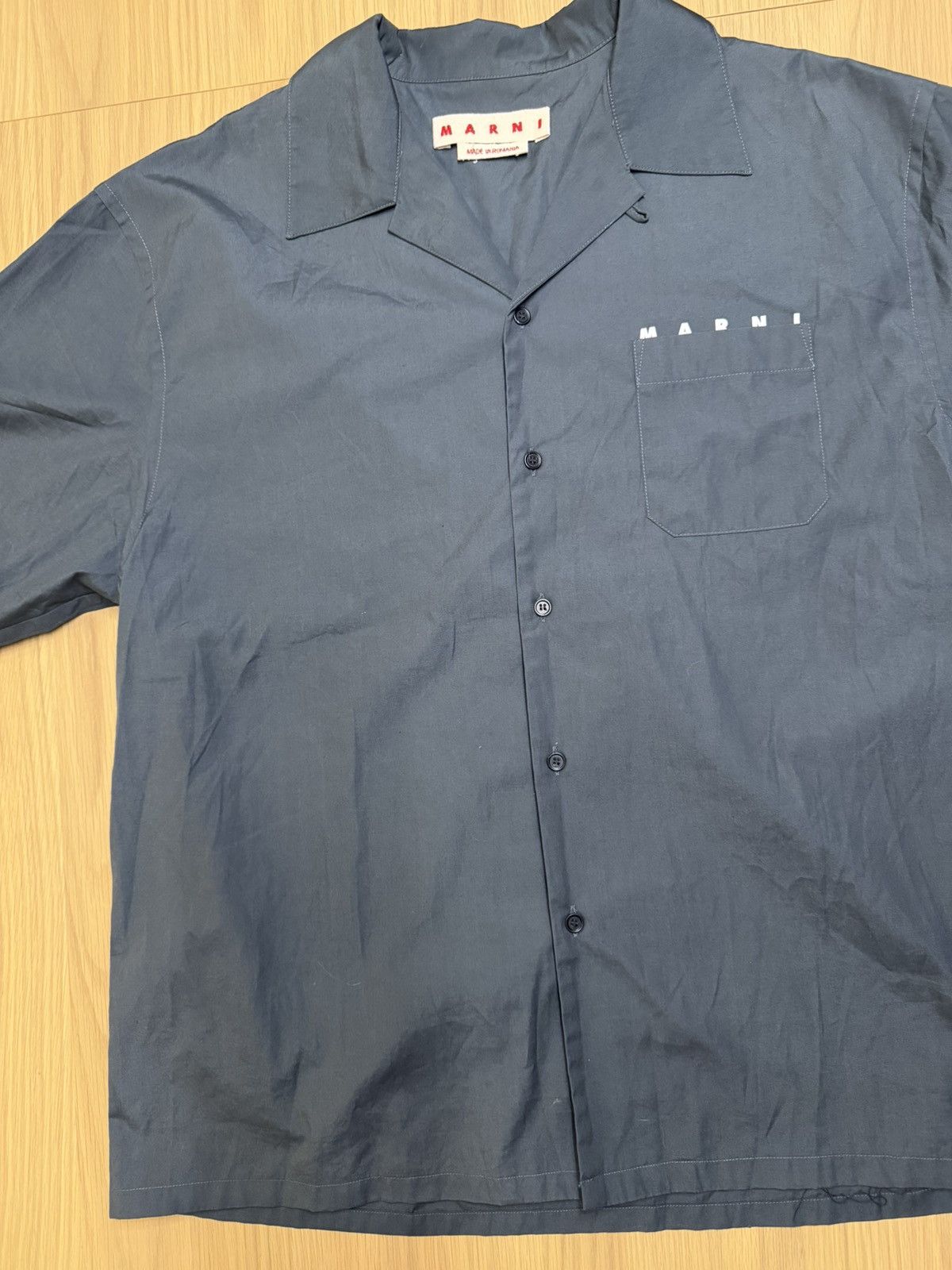 Marni MARNI Convertible collar logo print- Cotton Poplin Shirt Size US L / EU 52-54 / 3 - 12 Thumbnail