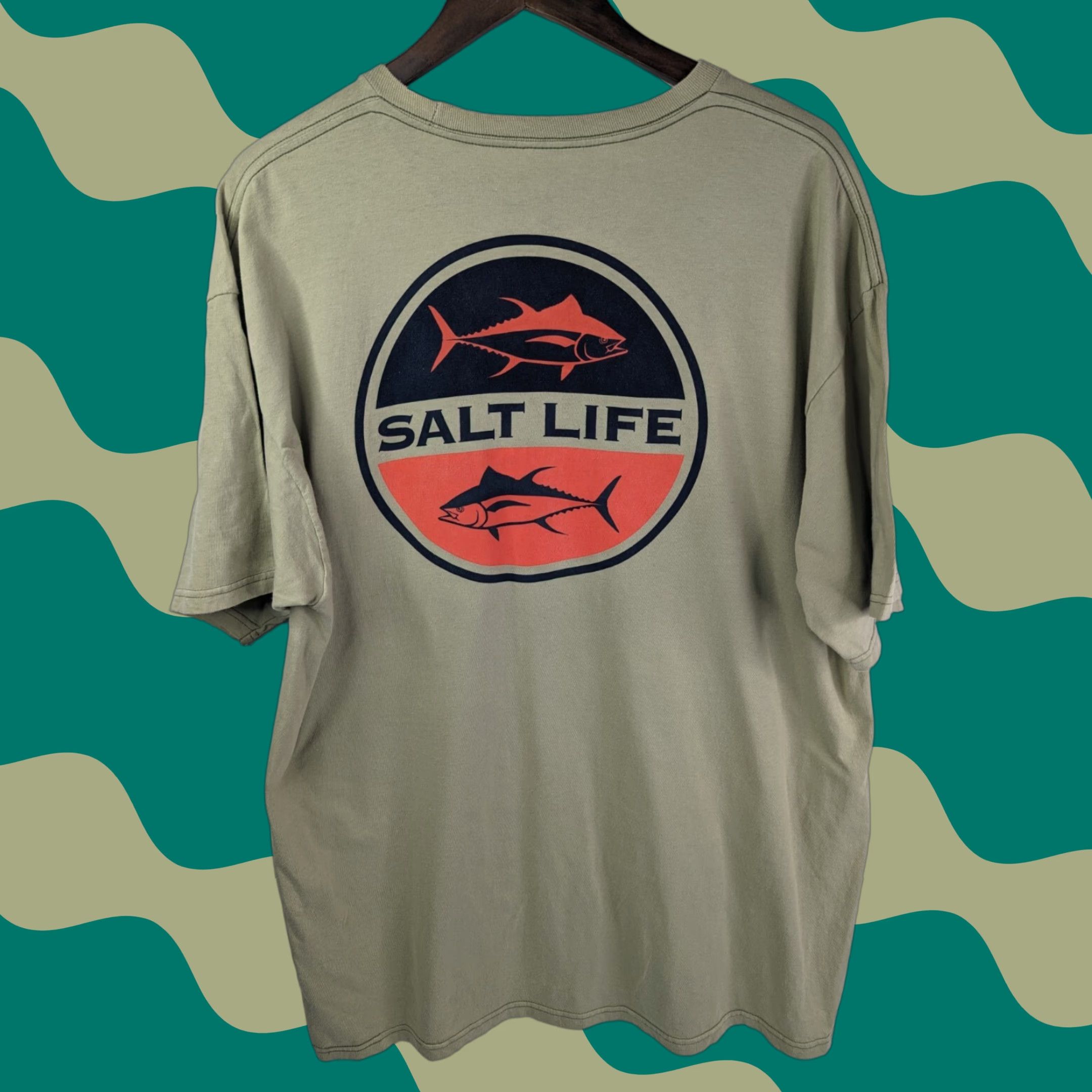 Vintage Salt Life Men’s XL Beige Pocket T-Shirt Short Sleeve Crew Neck Salt Life Yellowfin Tuna Fishing Graphic Size US XL / EU 56 / 4 - 1 Thumbnail