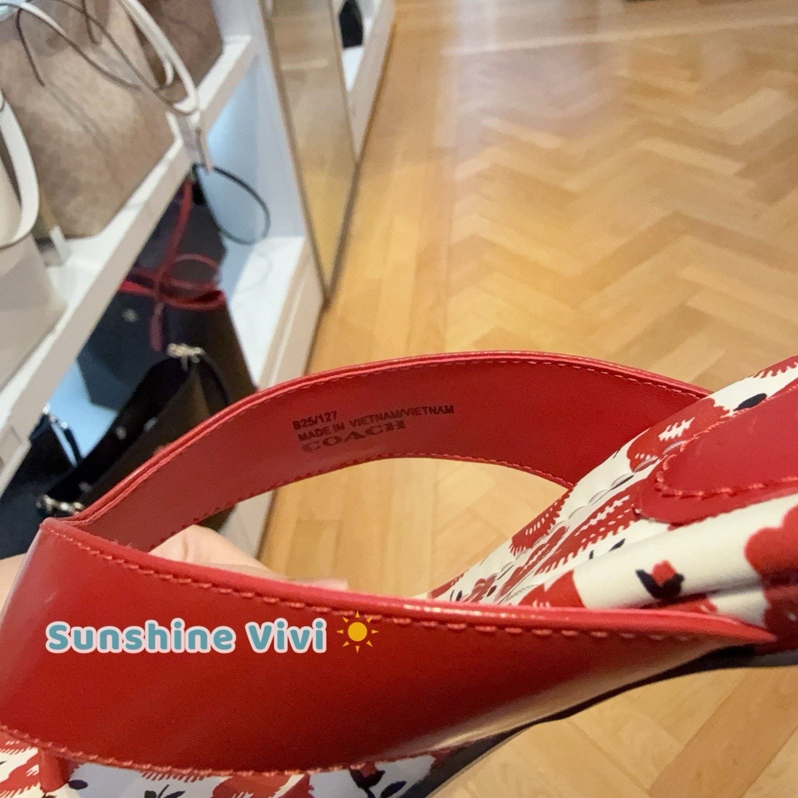 Coach NEW COACH Women's Thong Kitten Heel Floral Bold Red CBM86 Size US 5.5 / IT 35.5 - 5 Thumbnail