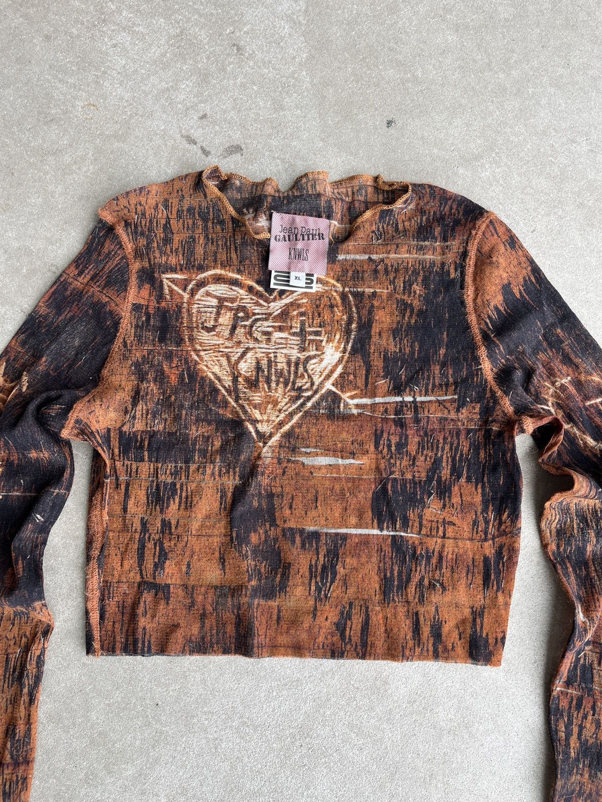 Jean Paul Gaultier × KNWLS Jean Paul Gaultier x KNWLS Printed Mesh Crop Top (unisex) Size XL / US 12-14 / IT 48-50 - 2 Thumbnail